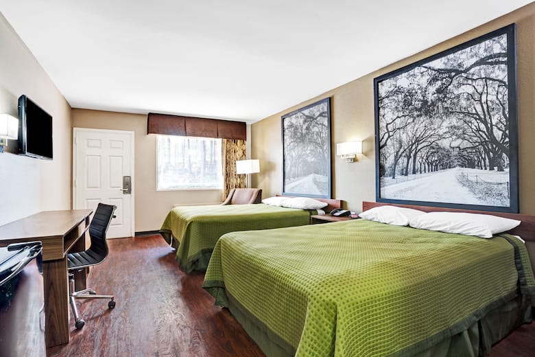 Guest room at the Super 8 Atlanta/Jonesboro Road in Atlanta, Georgia