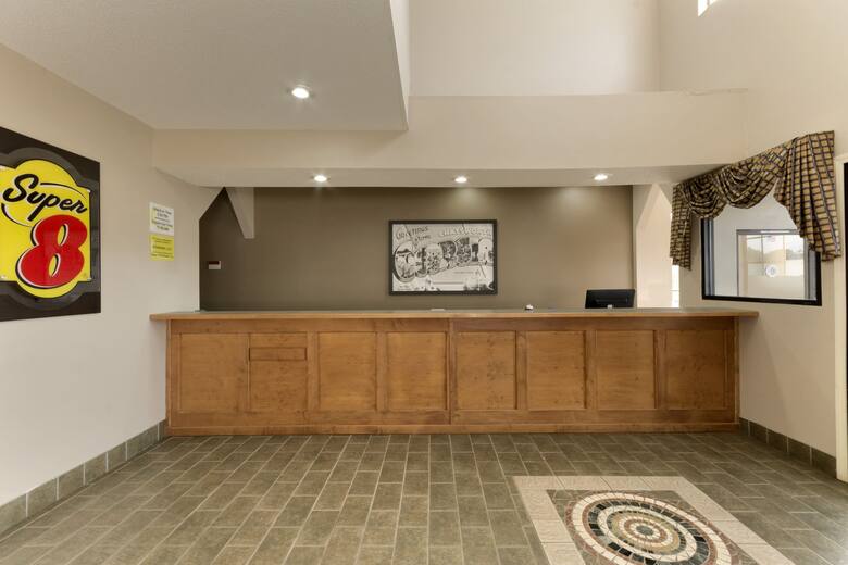 Super 8 Chatsworth/Dalton hotel lobby in Chatsworth, Georgia