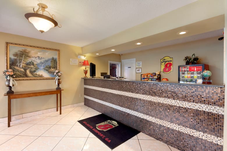 Super 8 College Park/Atlanta Airport West hotel lobby in College Park, Georgia