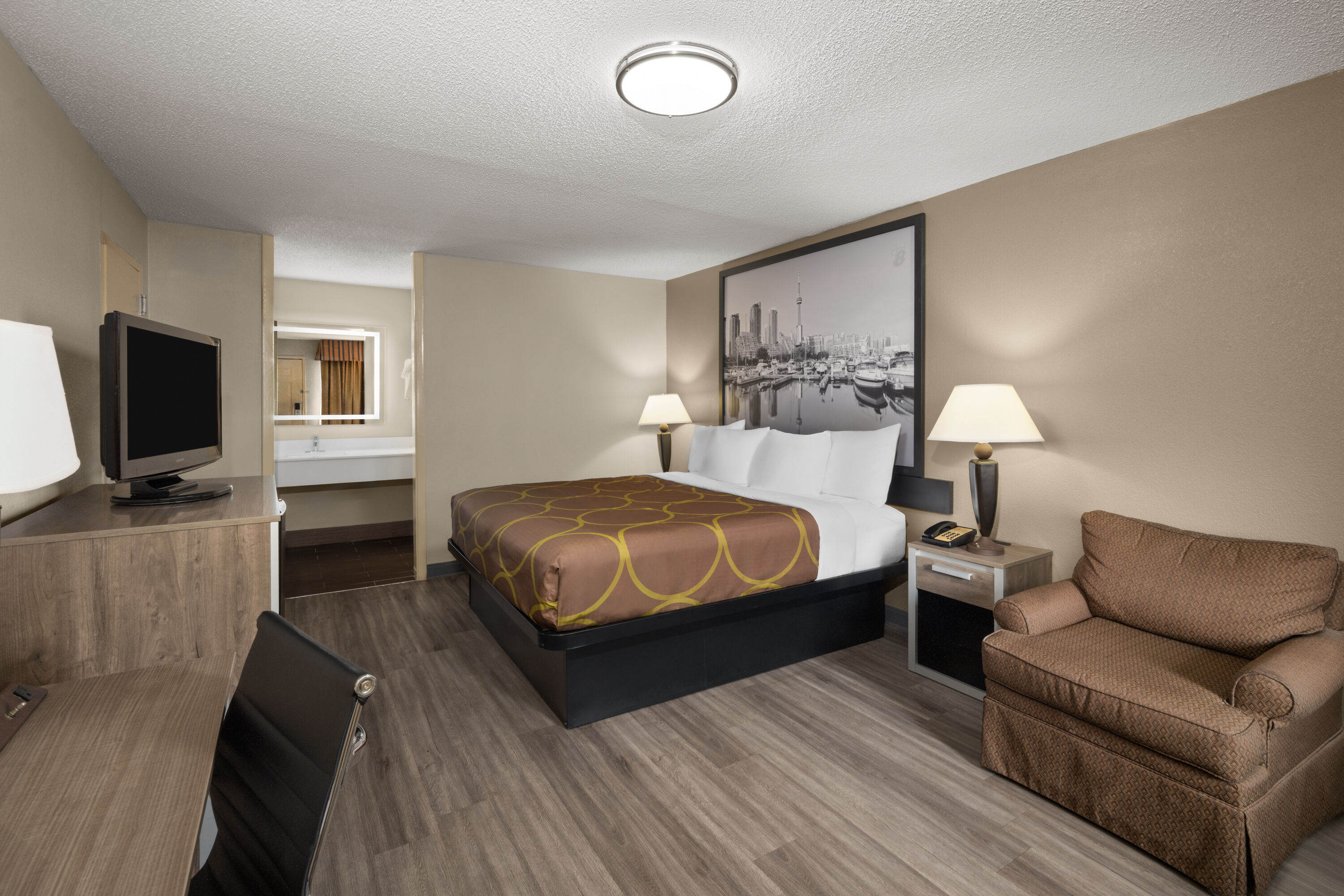 Guest room at the Super 8 by Wyndham Macon West in Macon, Georgia