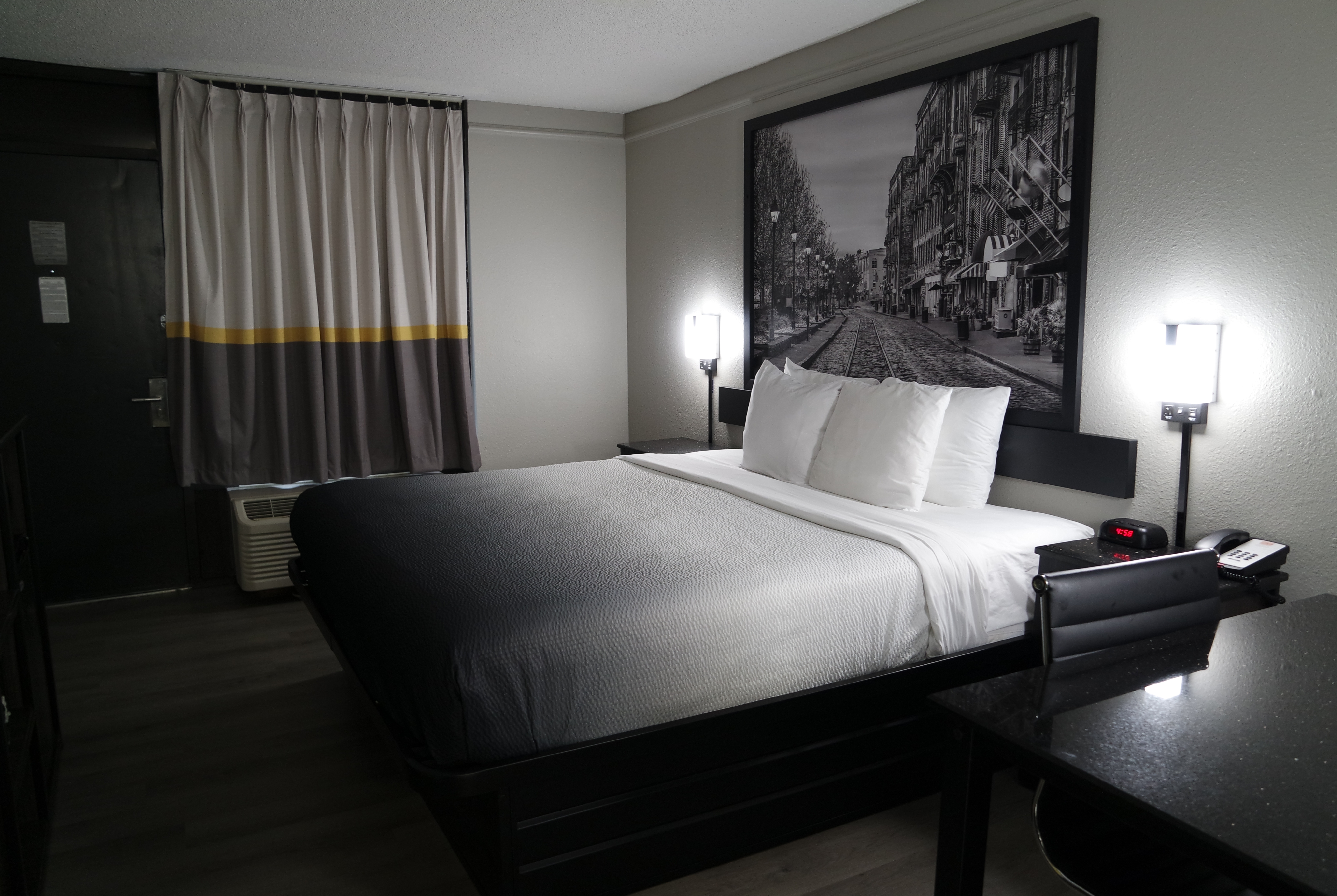 Guest room at the Super 8 by Wyndham Savannah in Savannah, Georgia