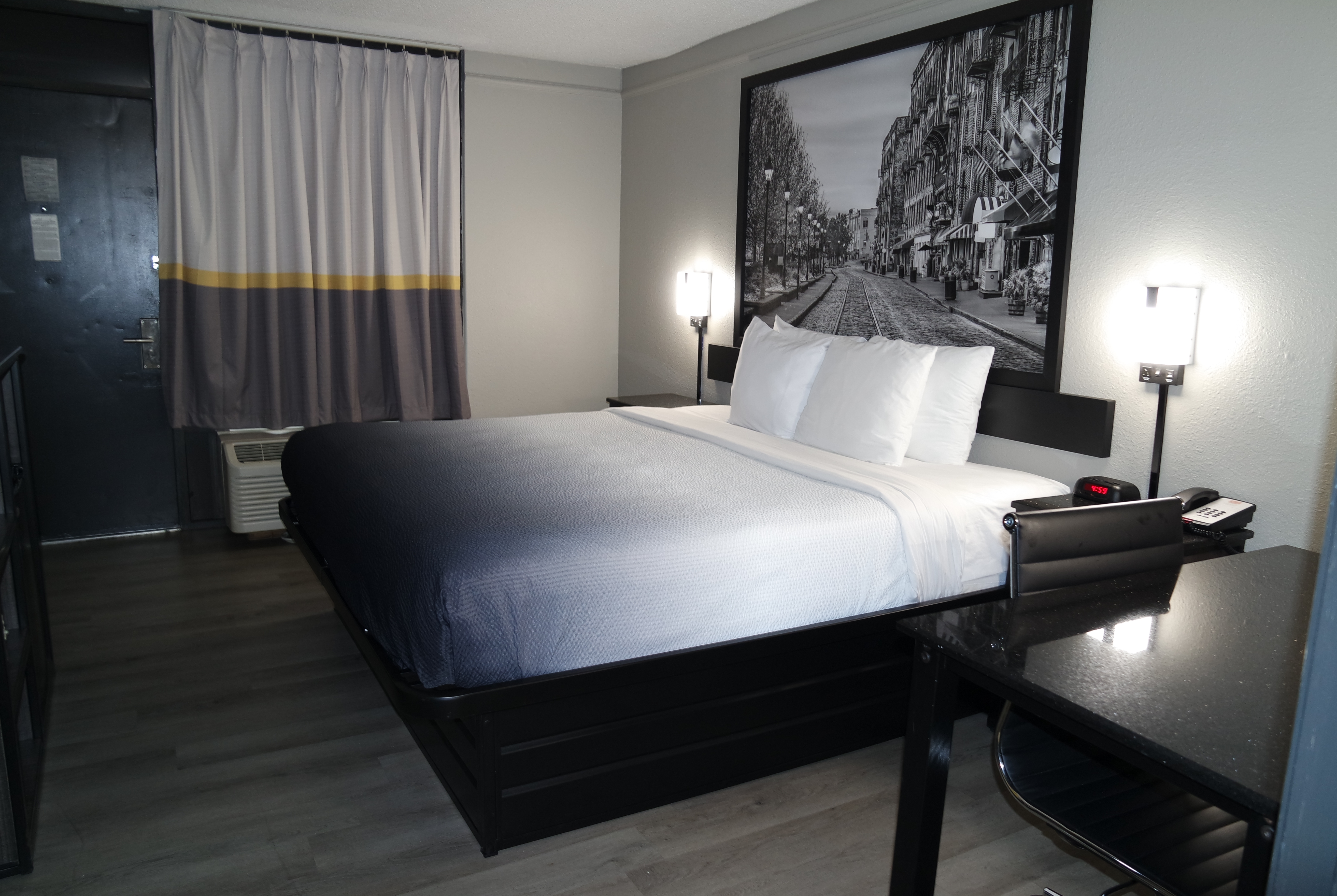 Guest room at the Super 8 by Wyndham Savannah in Savannah, Georgia