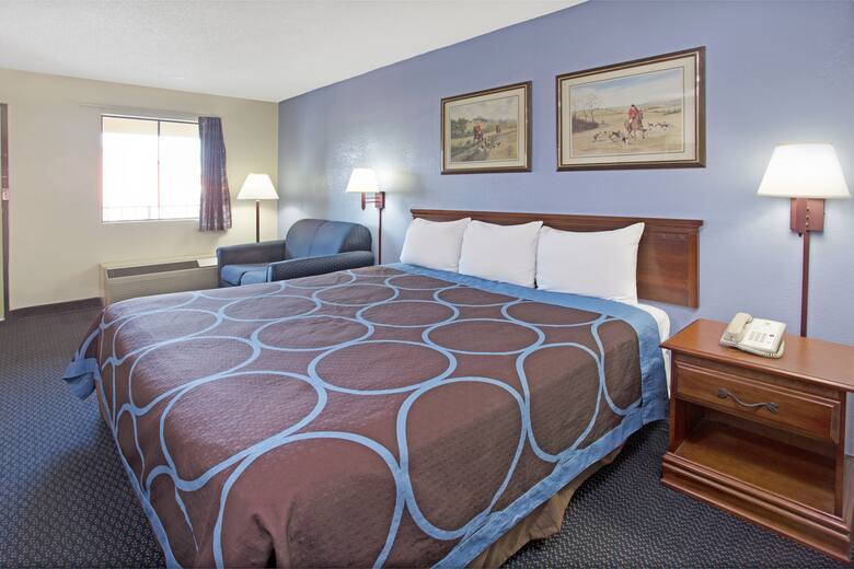 Guest room at the Super 8 Suwanee in Suwanee, Georgia