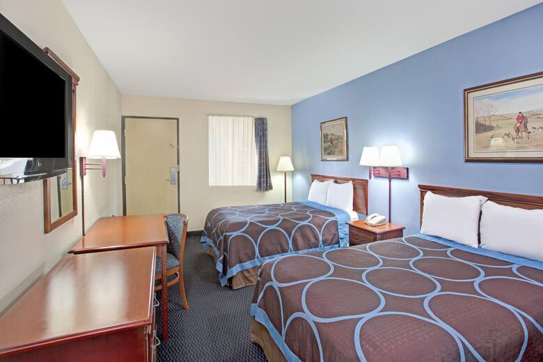 Guest room at the Super 8 Suwanee in Suwanee, Georgia