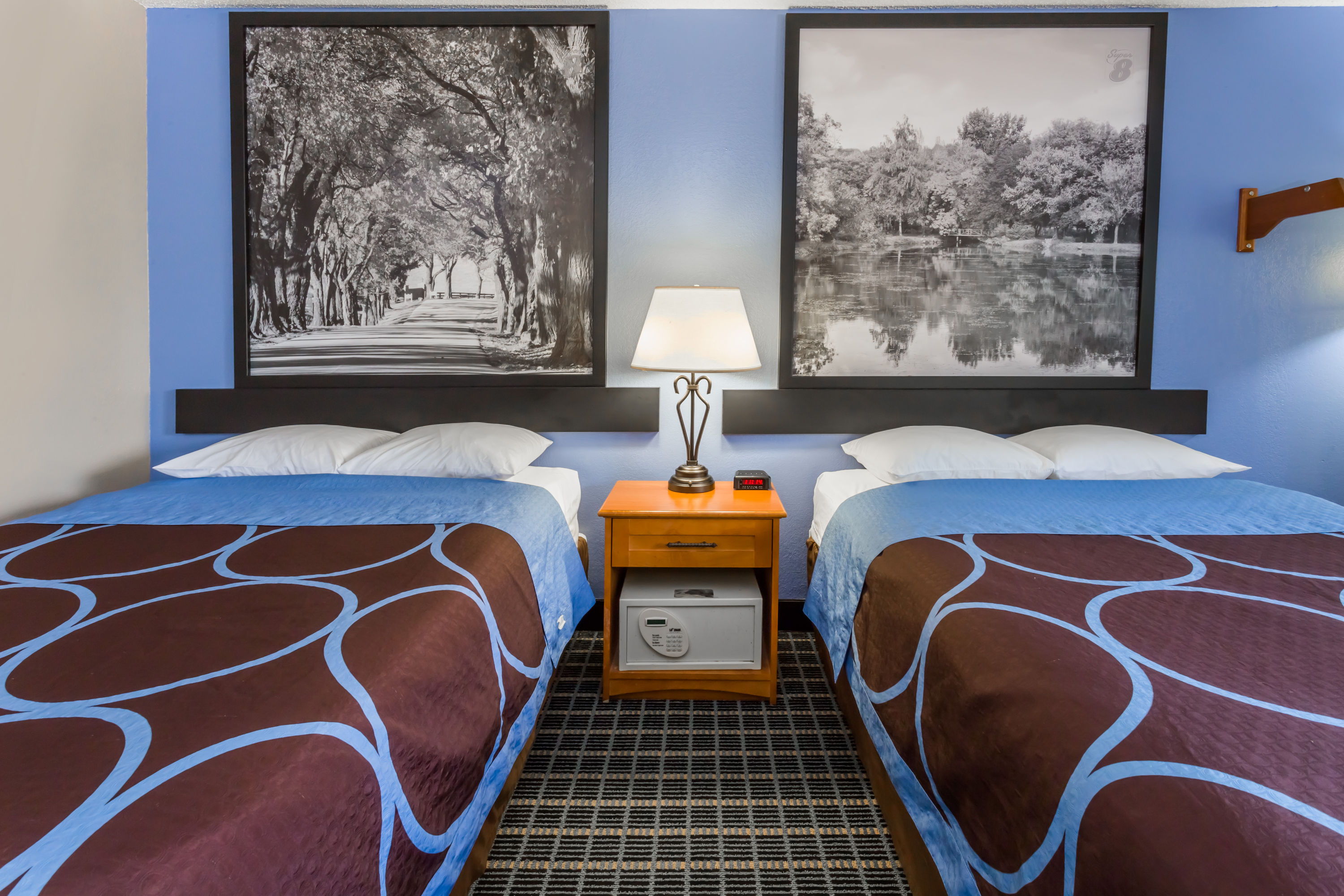 Guest room at the Super 8 by Wyndham Iowa City/Coralville in Coralville, Iowa