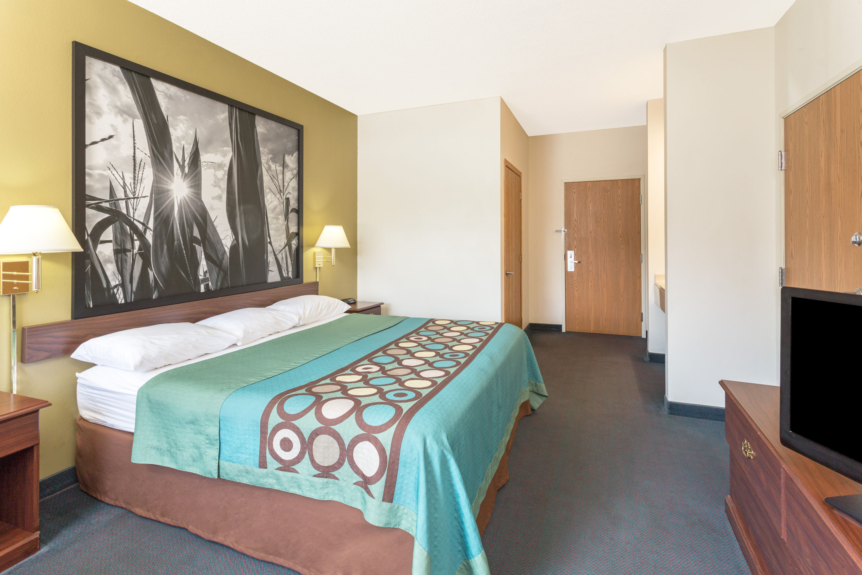 Guest room at the Super 8 by Wyndham Cresco IA in Cresco, Iowa