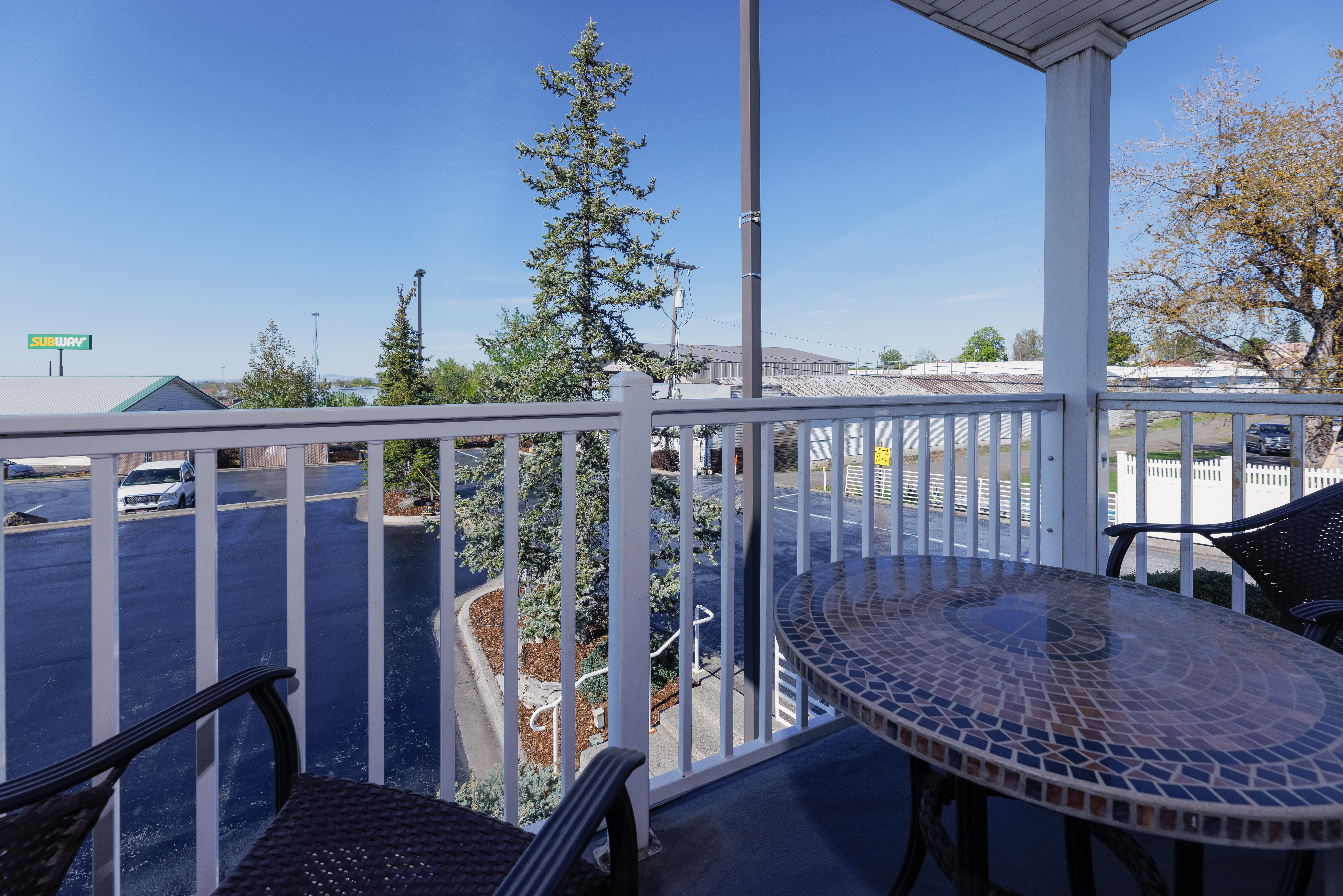 Guest room balcony at Super 8 by Wyndham Grangeville in Grangeville, Idaho