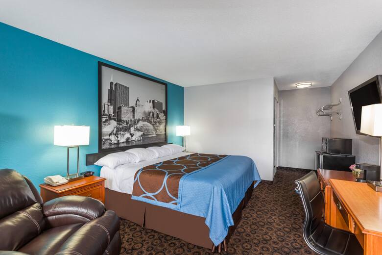 Guest room at the Super 8 Belleville St. Louis Area in Belleville, Illinois