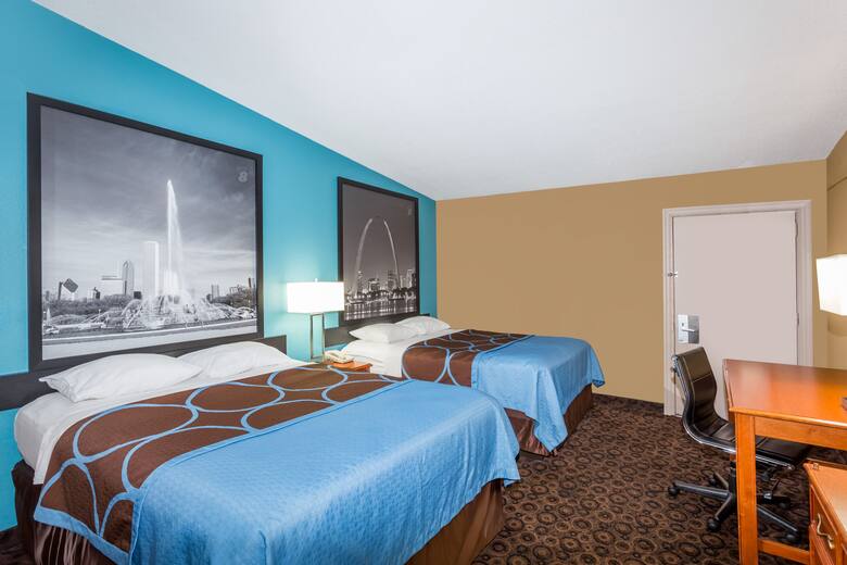 Guest room at the Super 8 Belleville St. Louis Area in Belleville, Illinois