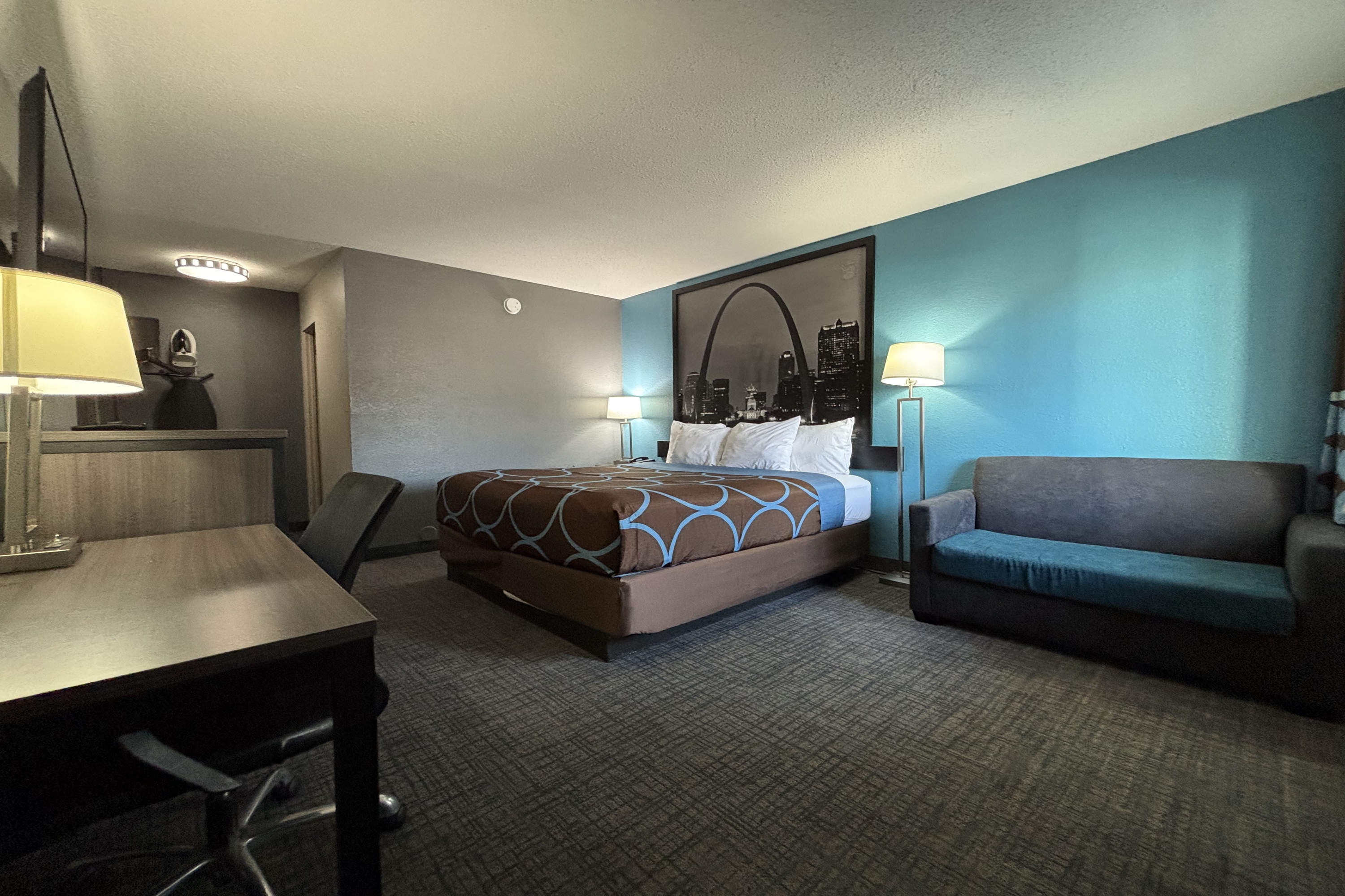 Guest room at the Super 8 by Wyndham Belleville IL/St. Louis Area in Belleville, Illinois