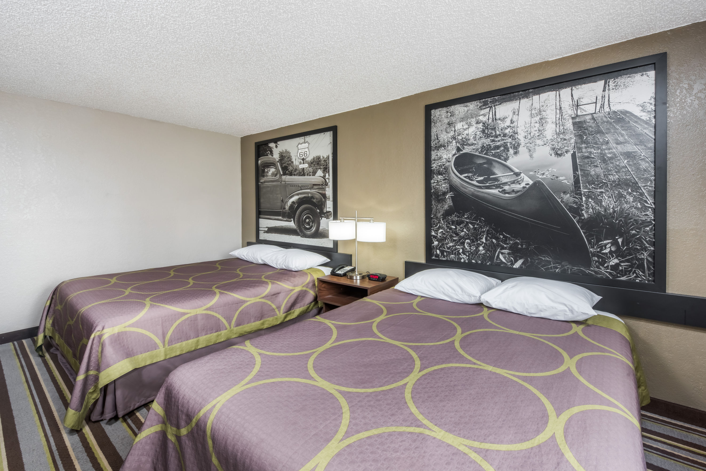 Guest room at the Super 8 by Wyndham Bloomington/Normal in Bloomington, Illinois