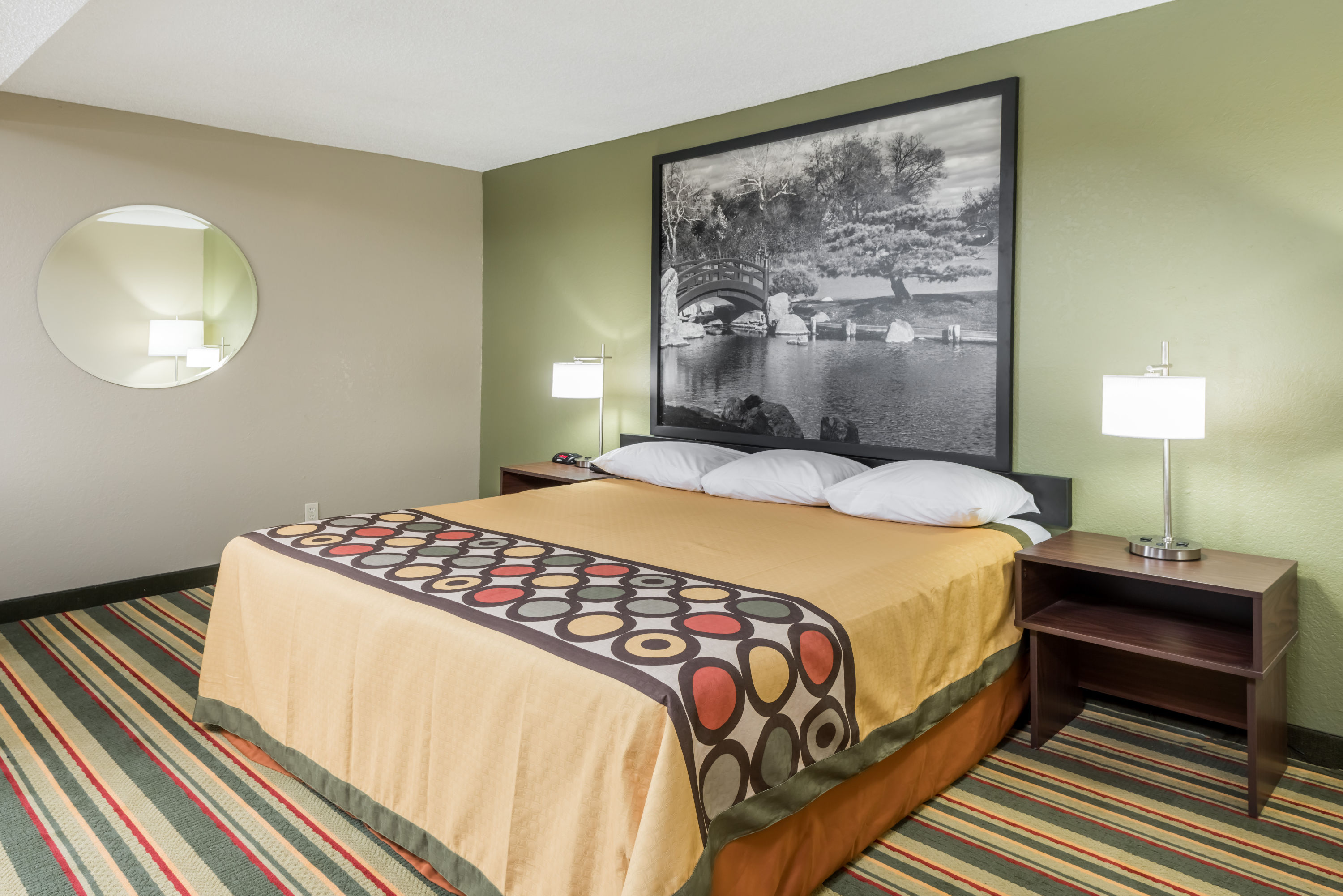 Guest room at the Super 8 by Wyndham Bloomington/Normal in Bloomington, Illinois
