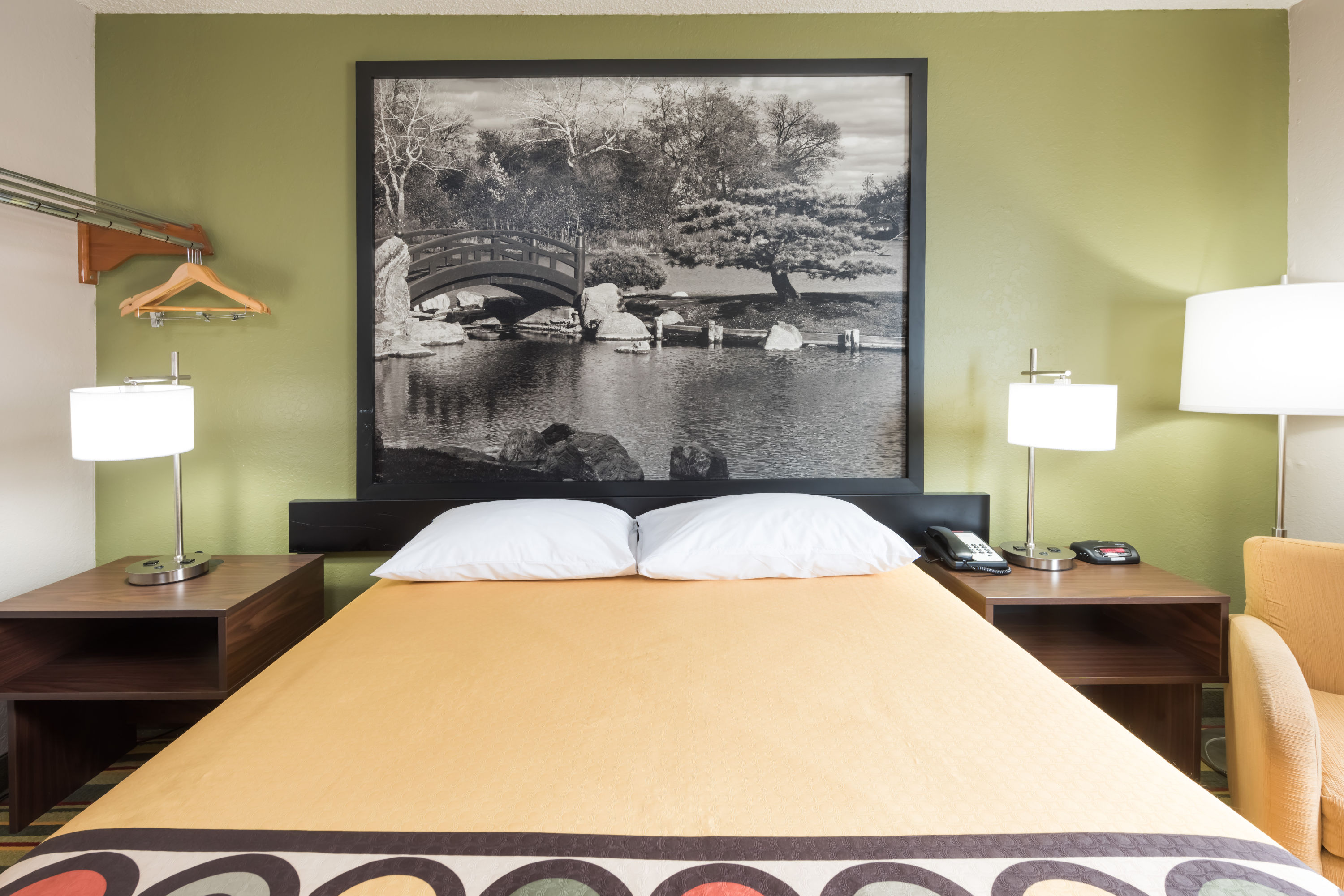 Guest room at the Super 8 by Wyndham Bloomington/Normal in Bloomington, Illinois