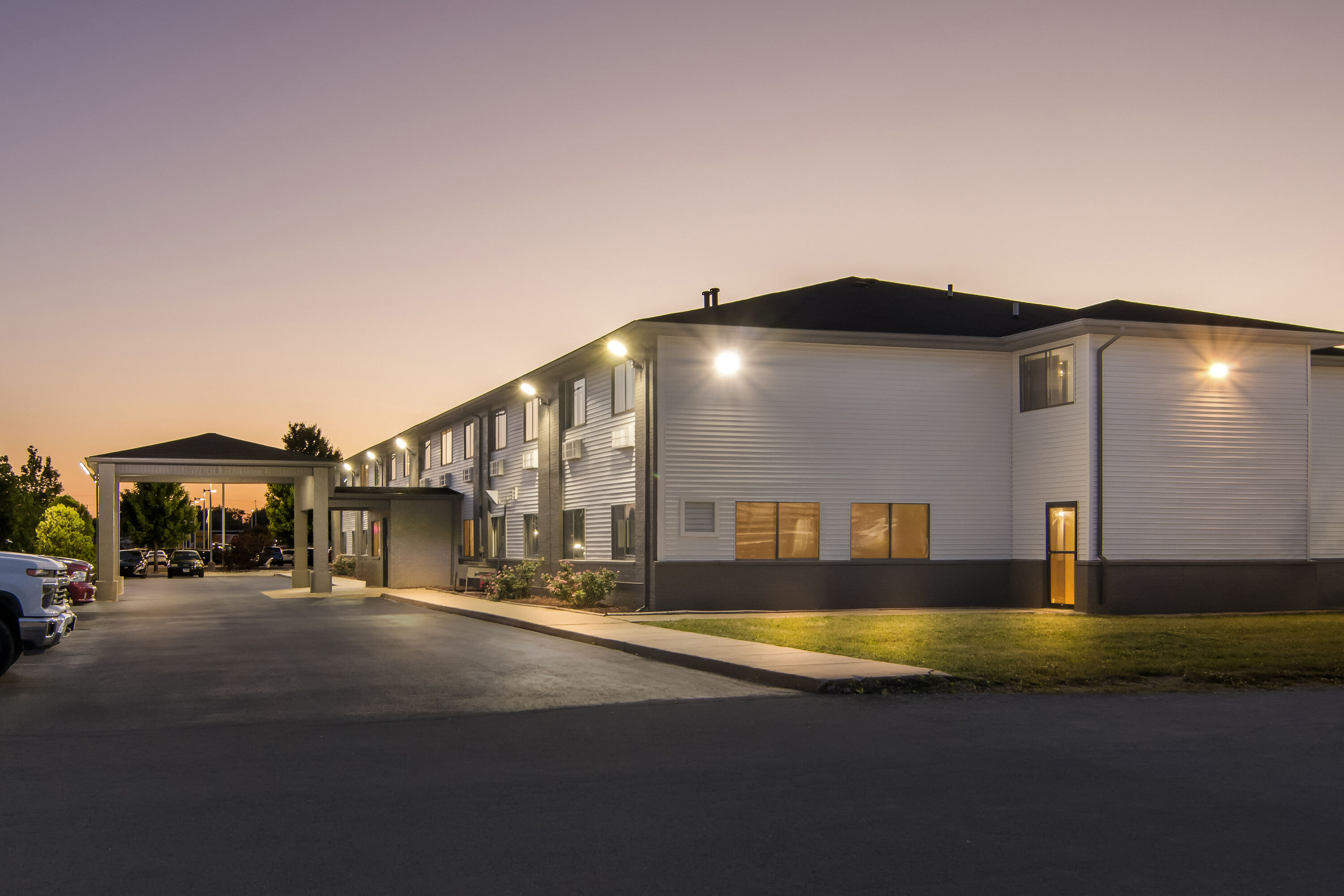 Exterior Night Image of Super 8 by Wyndham Bourbonnais/Kankakee Area hotel in Bourbonnais, Illinois