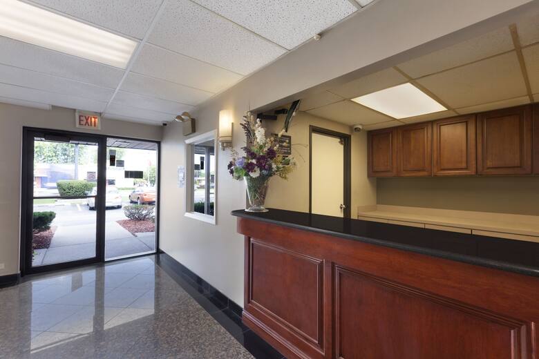 Super 8 Bridgeview/Chicago Area hotel lobby in Bridgeview, Illinois