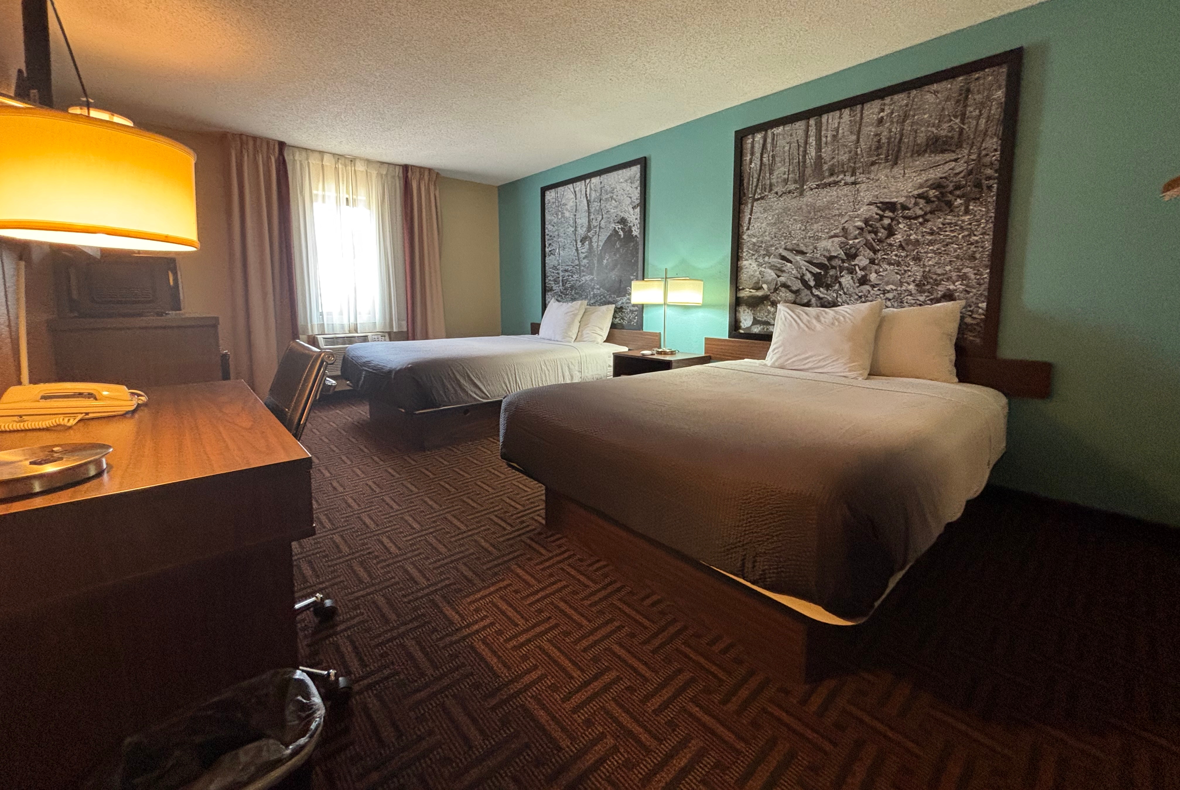 Guest room at the Super 8 by Wyndham Carbondale in Carbondale, Illinois