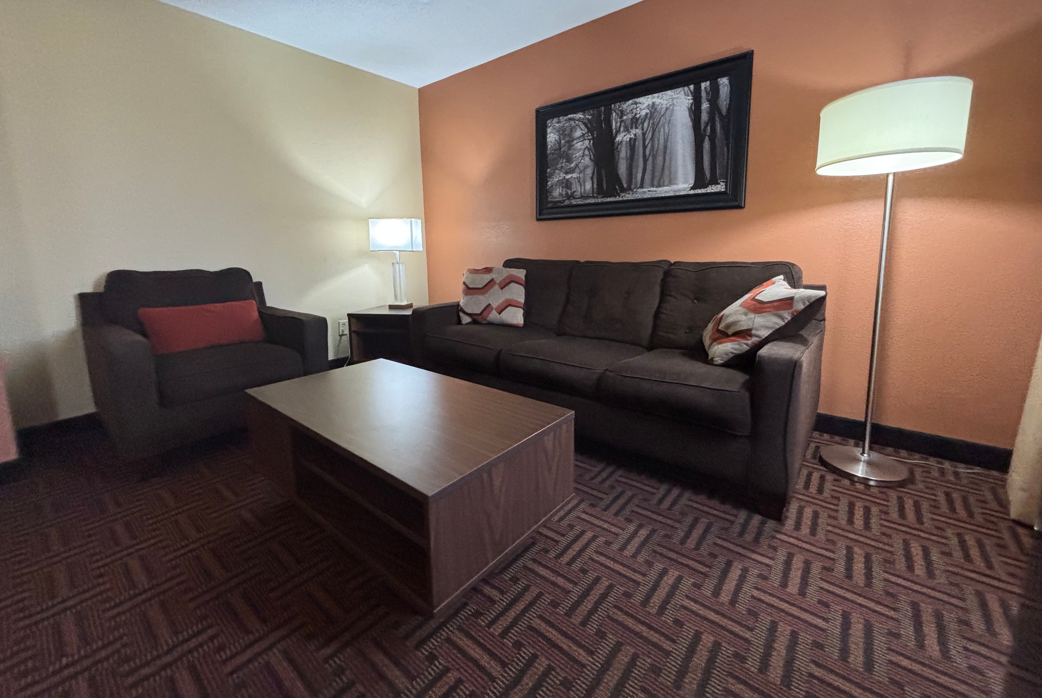 Super 8 by Wyndham Carbondale suite living room in Carbondale, Illinois