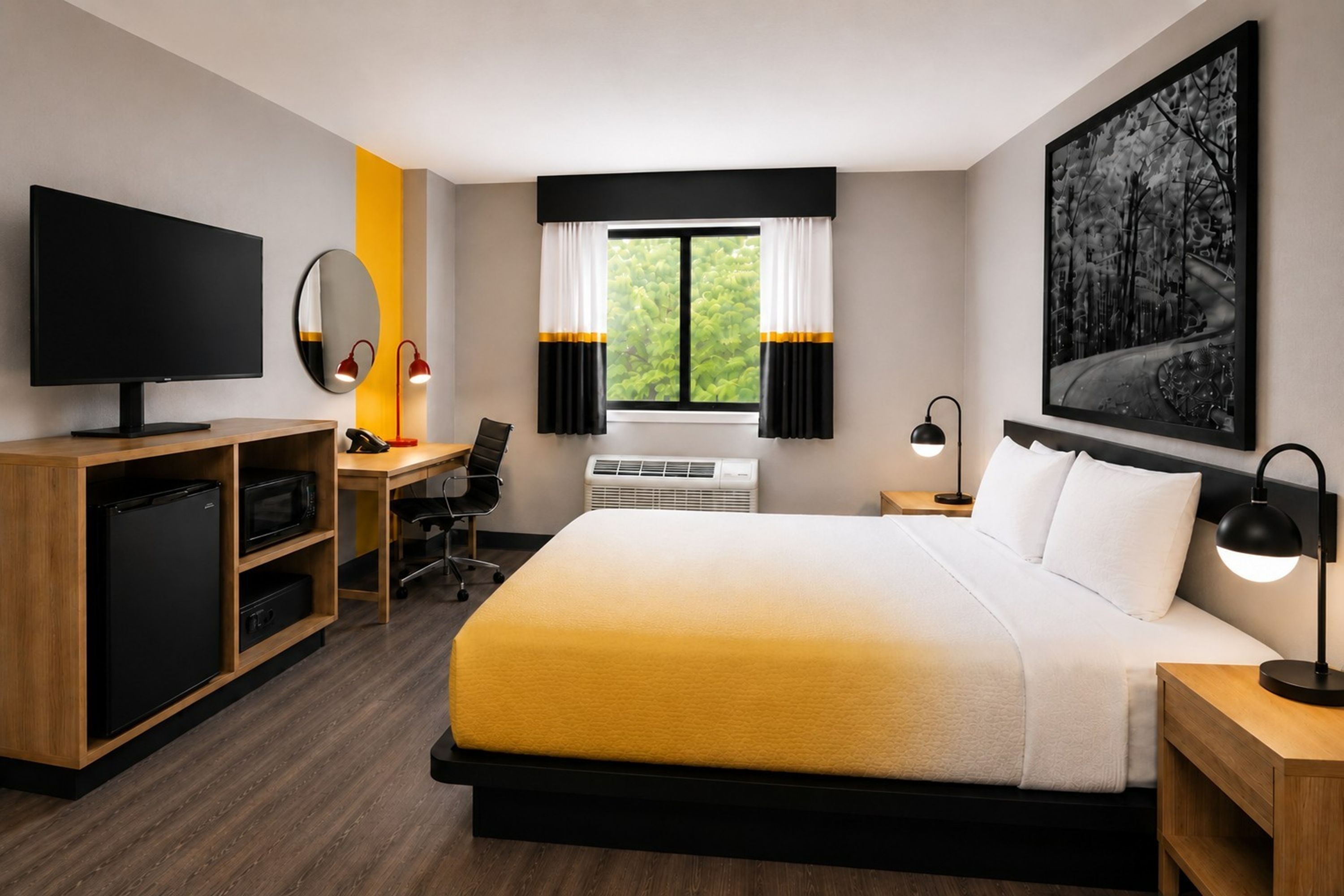 Guest room at the Super 8 by Wyndham Champaign in Champaign, Illinois