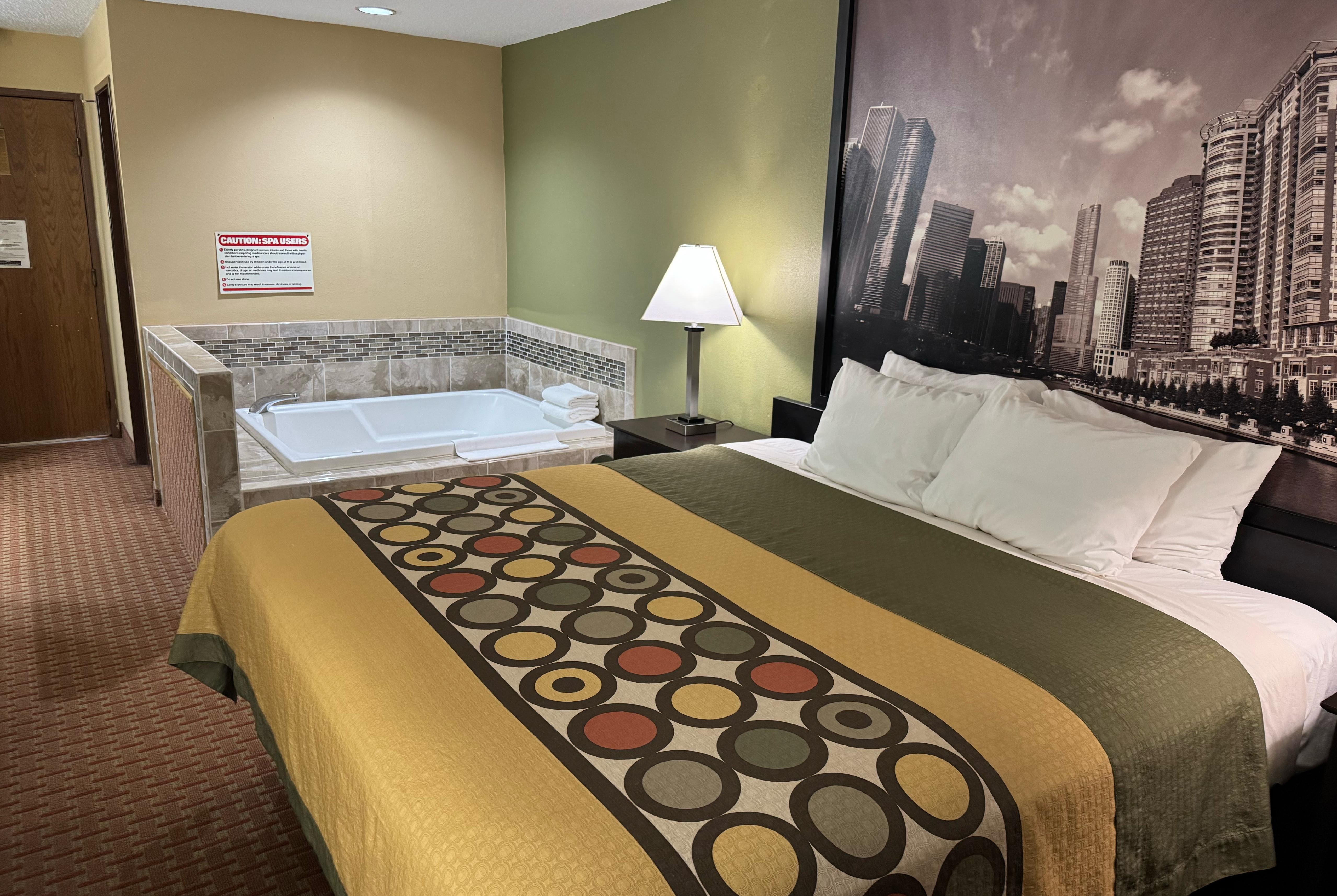 Guest room at the Super 8 by Wyndham DeKalb IL in DeKalb, Illinois