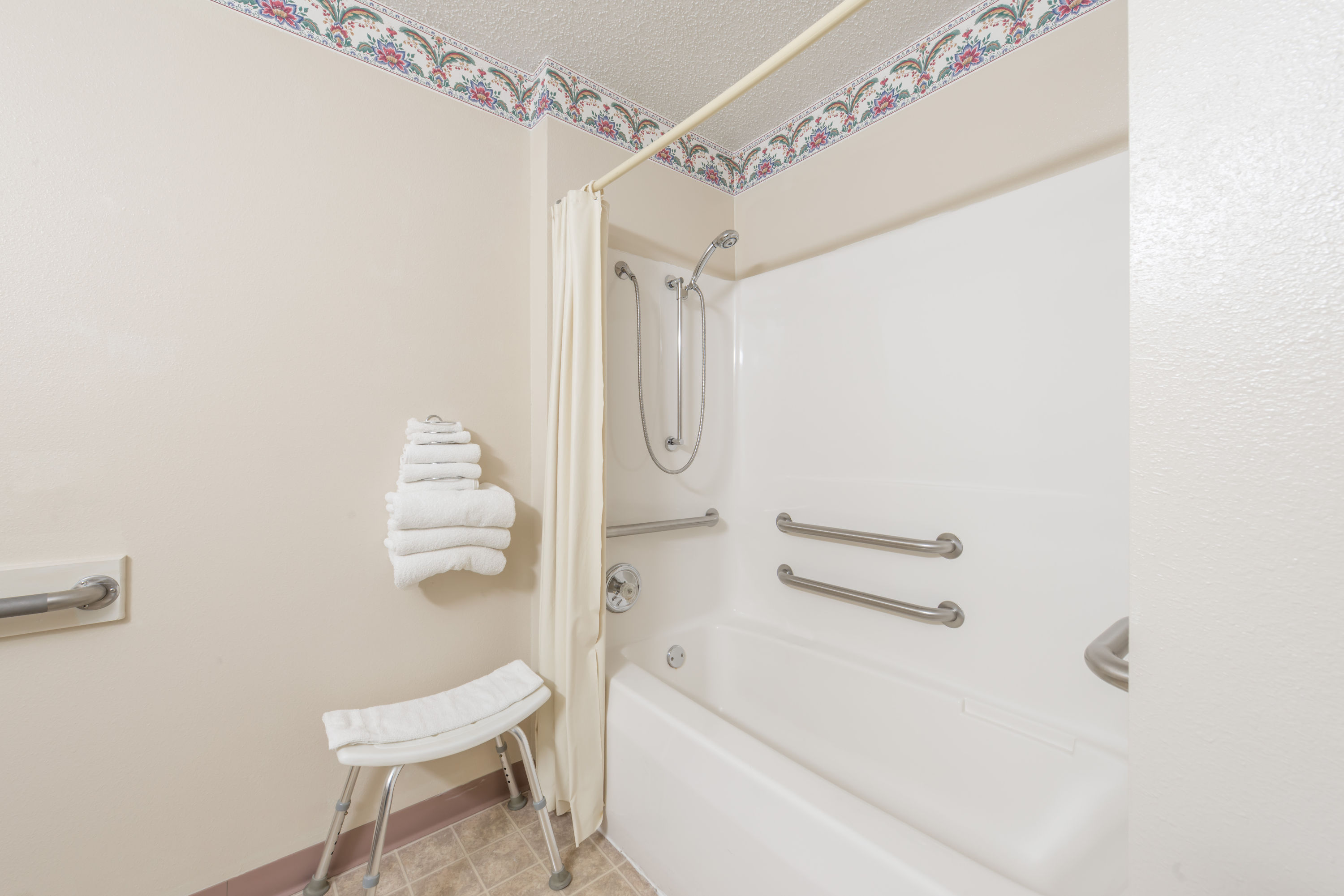 Guest room at the Super 8 by Wyndham Jerseyville in Jerseyville, Illinois