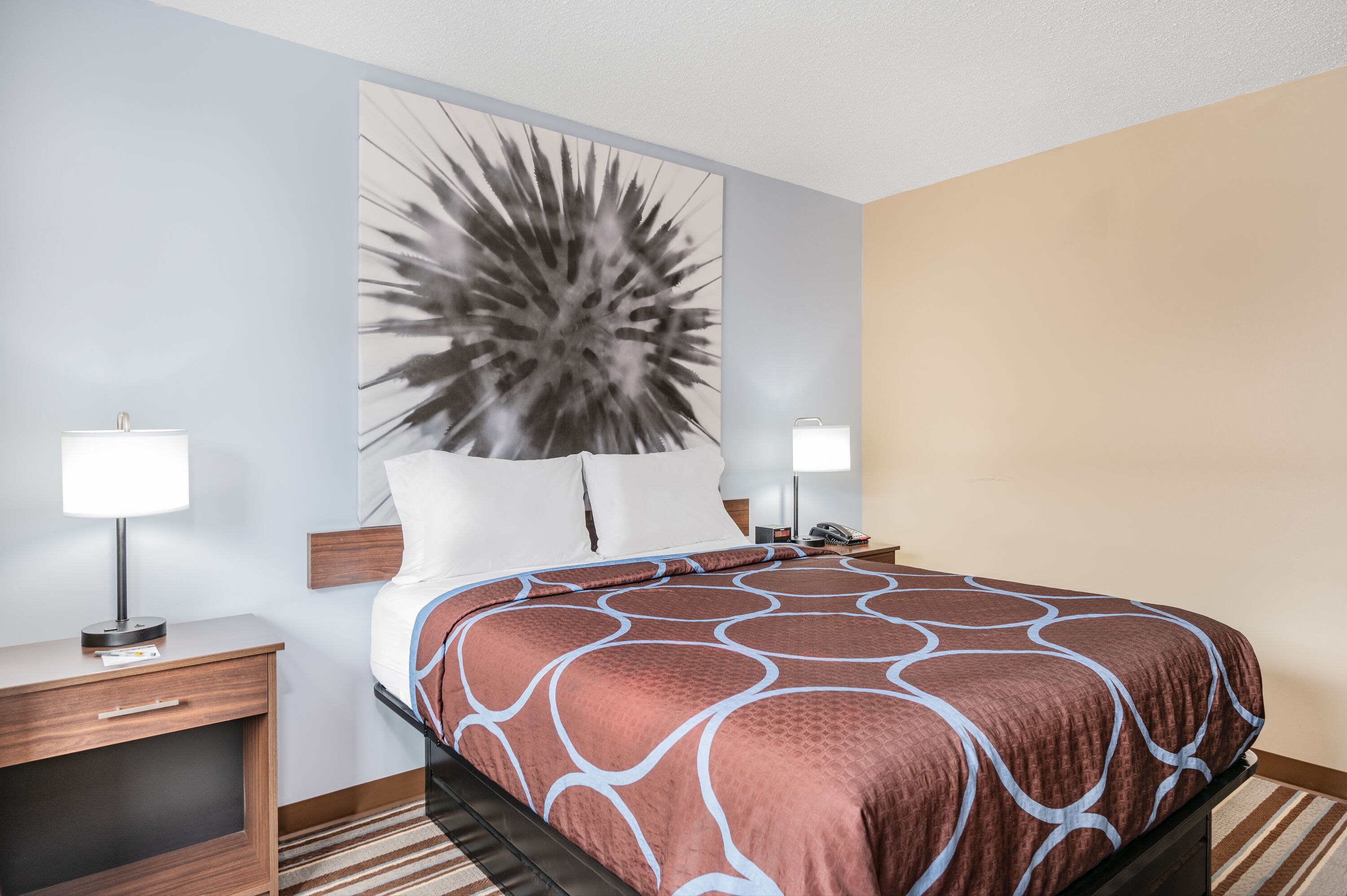 Guest room at the Super 8 by Wyndham Joliet in Joliet, Illinois