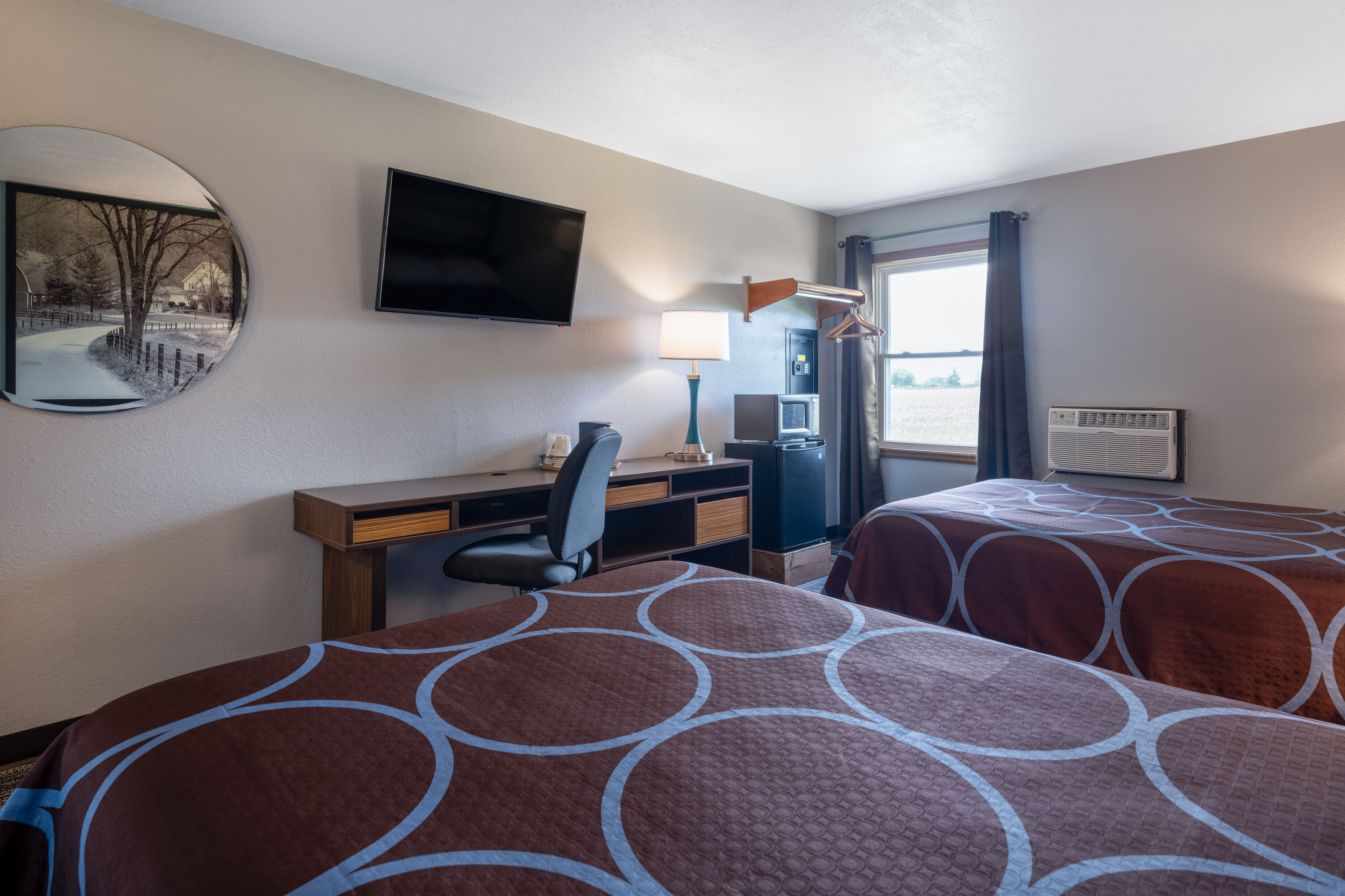 Guest room at the Super 8 by Wyndham Mattoon in Mattoon, Illinois