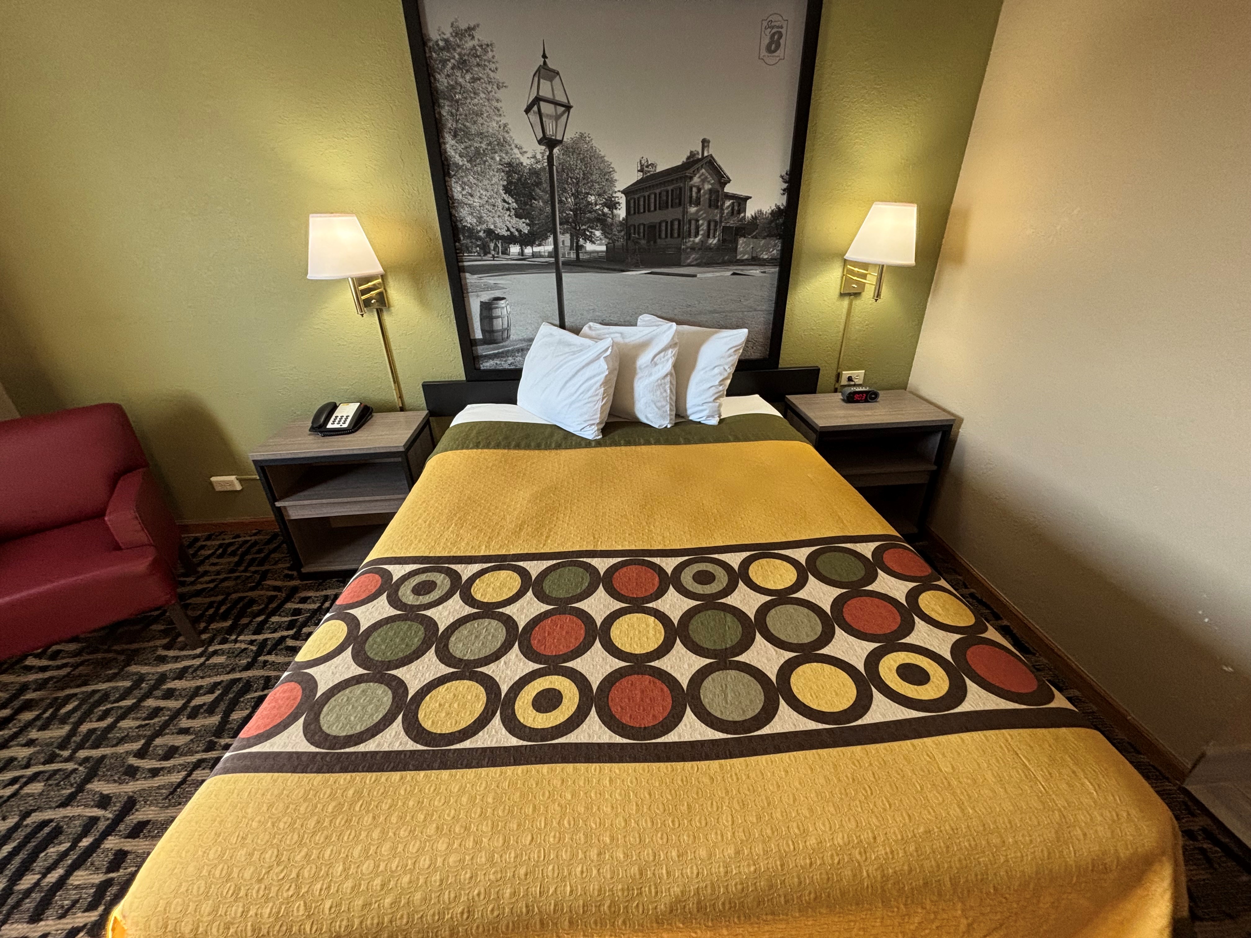 Guest room at the Super 8 by Wyndham McLean/Bloomington SW in McLean, Illinois