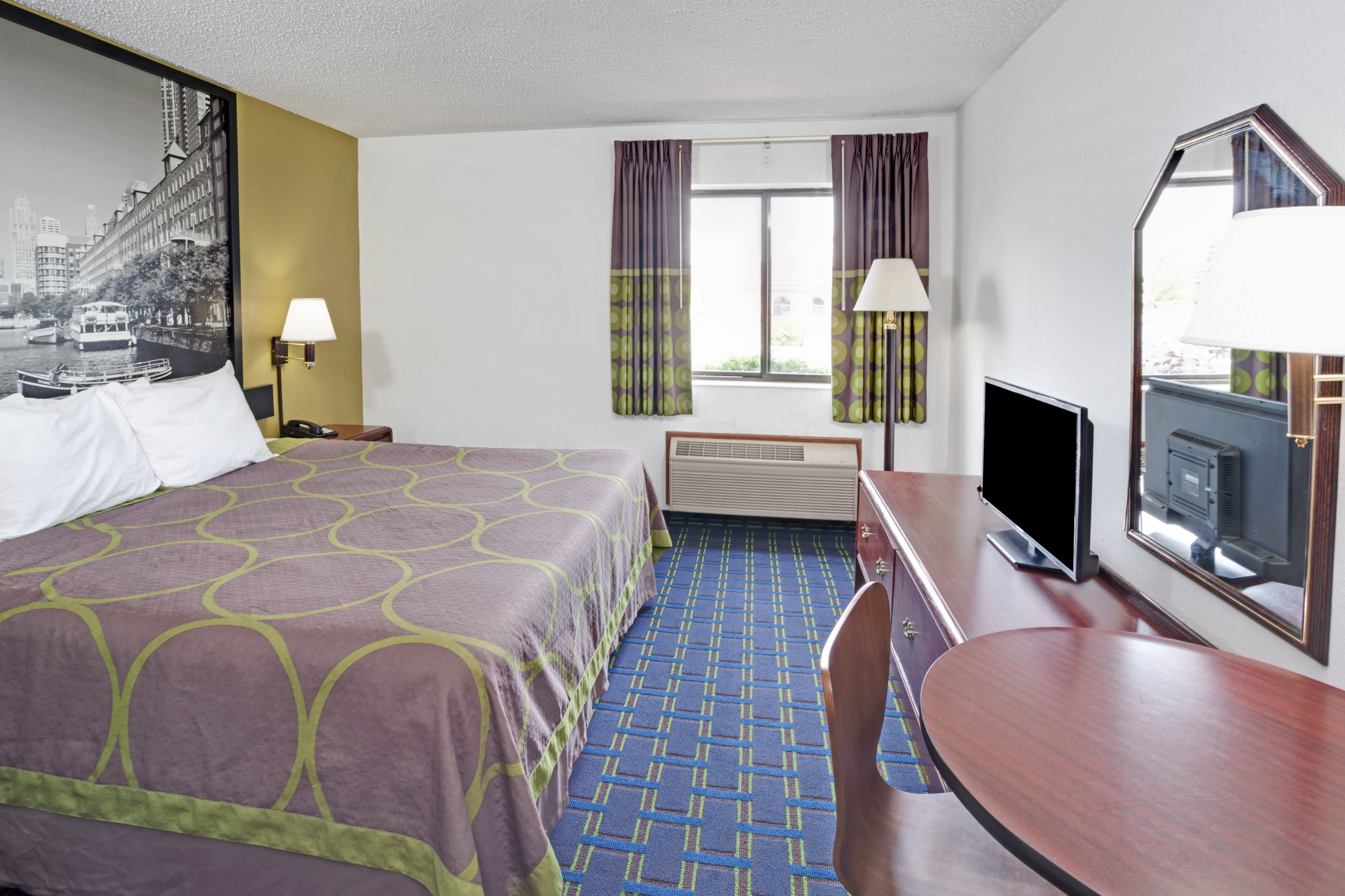 Guest room at the Super 8 by Wyndham Monee in Monee, Illinois