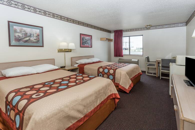 Guest room at the Super 8 Morris in Morris, Illinois