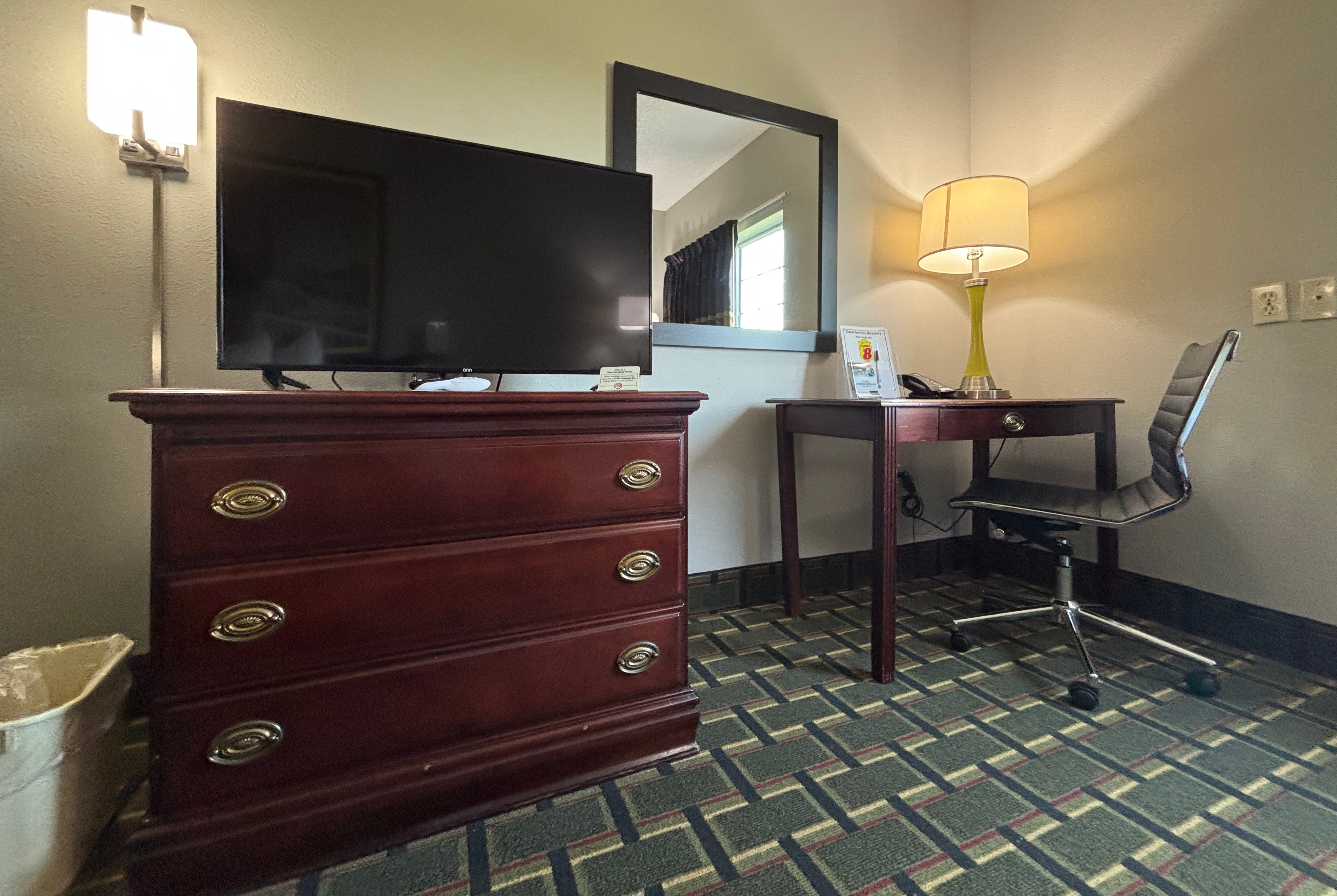 Guest room at the Super 8 by Wyndham Mt. Carmel IL in Mount Carmel, Illinois