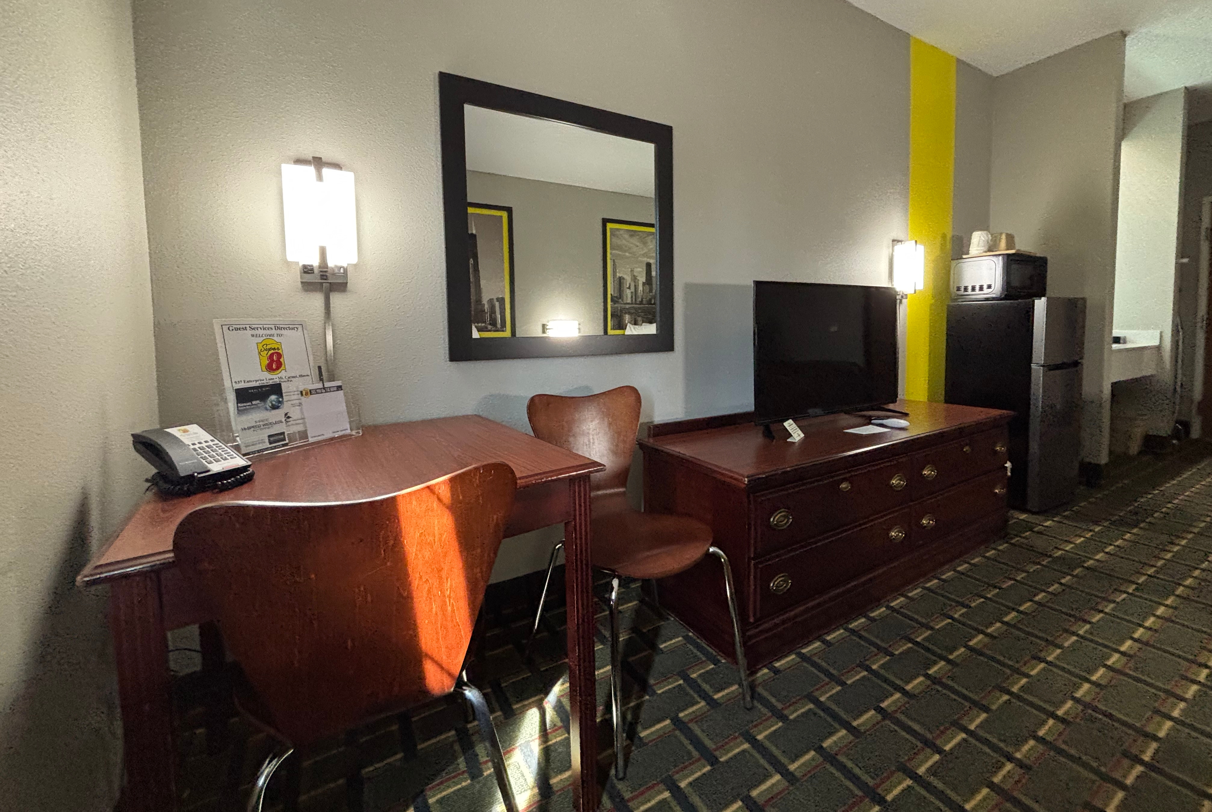 Guest room at the Super 8 by Wyndham Mt. Carmel IL in Mount Carmel, Illinois