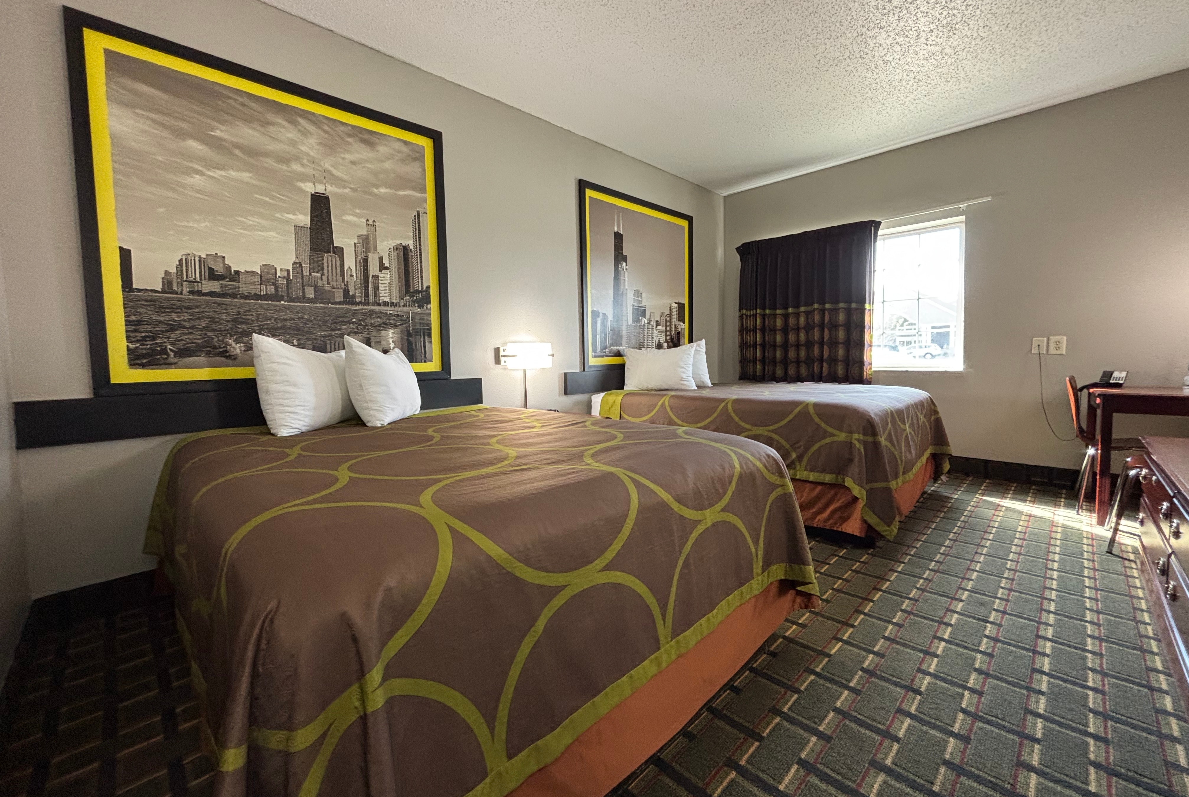 Guest room at the Super 8 by Wyndham Mt. Carmel IL in Mount Carmel, Illinois