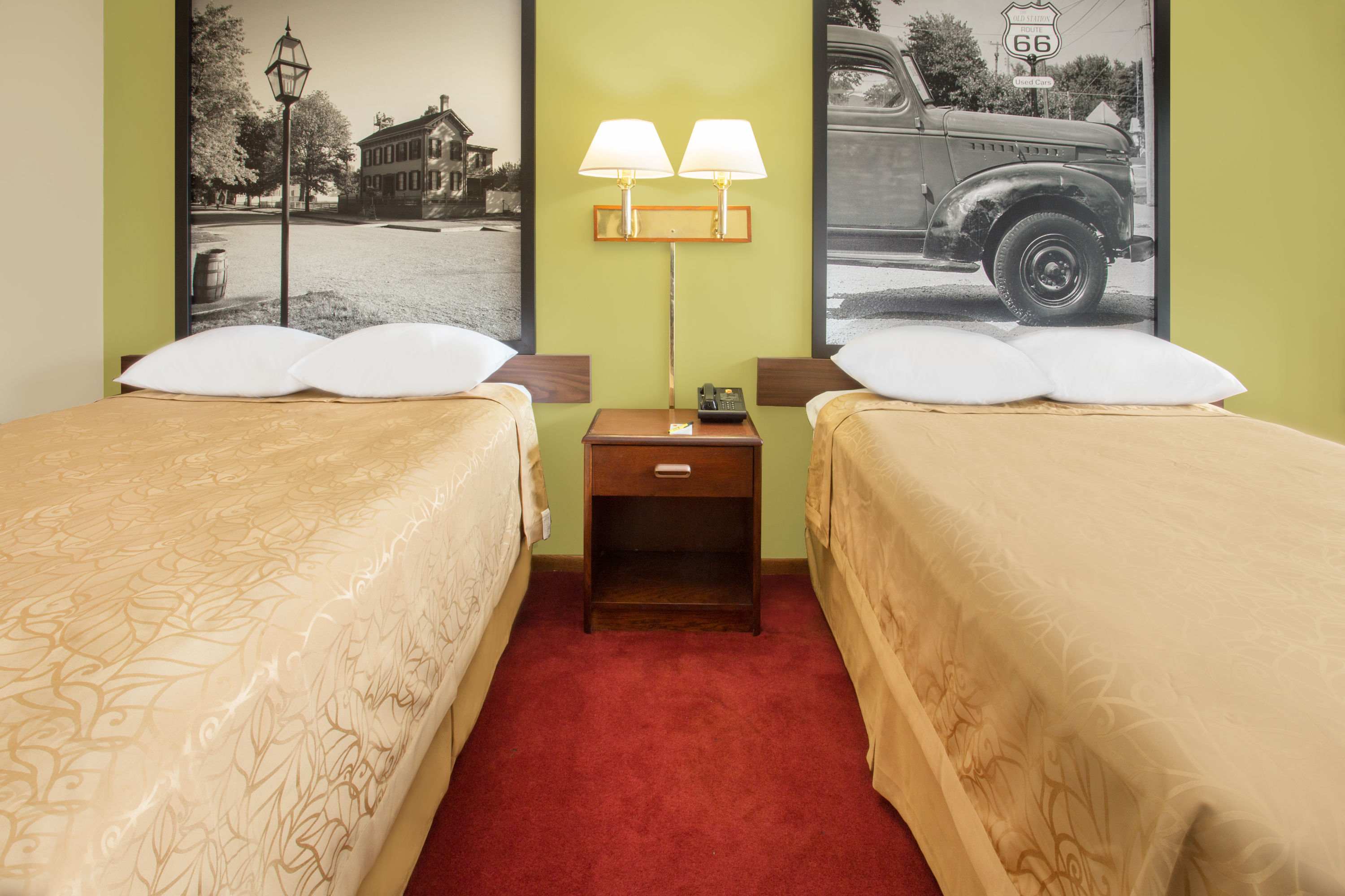 Guest room at the Super 8 by Wyndham Normal Bloomington in Normal, Illinois