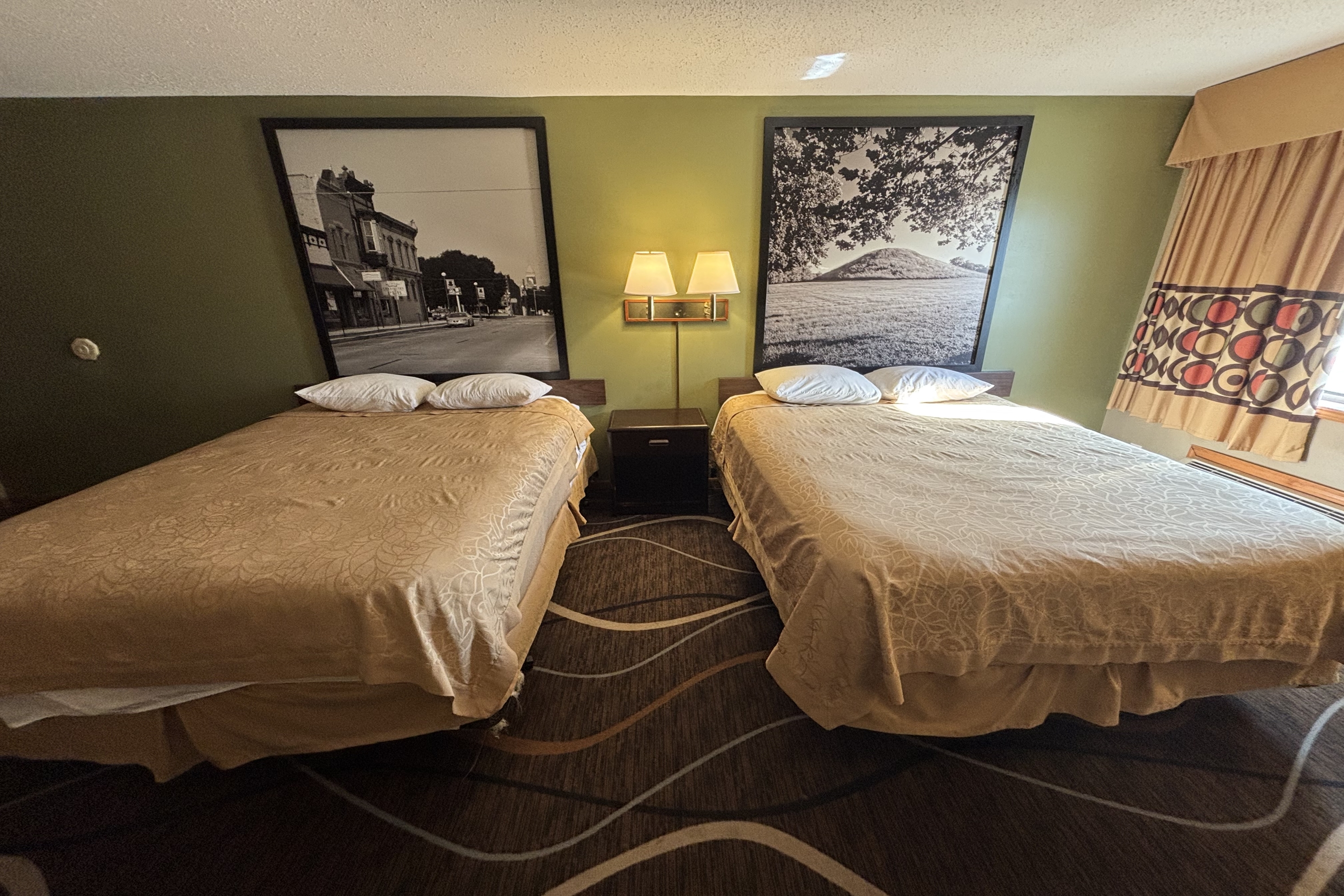 Guest room at the Super 8 by Wyndham Normal Bloomington in Normal, Illinois