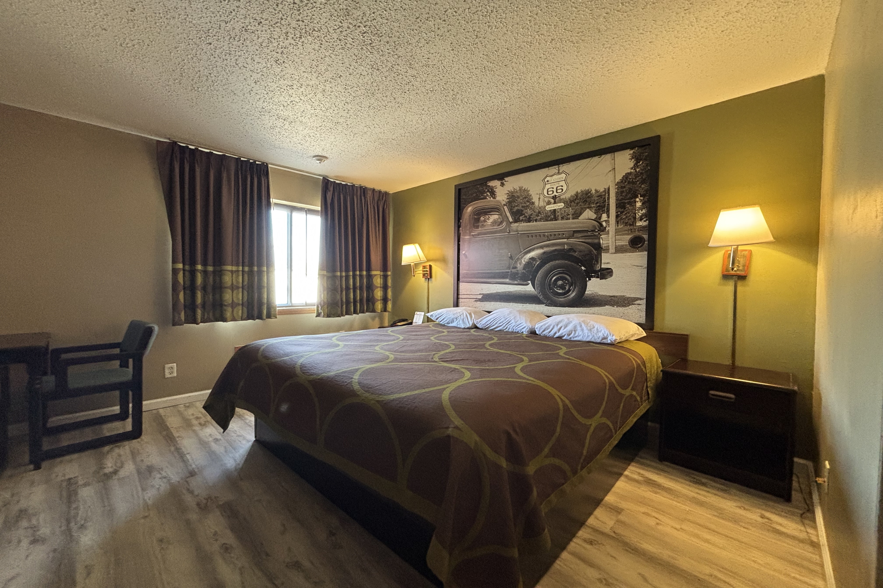 Guest room at the Super 8 by Wyndham Normal Bloomington in Normal, Illinois