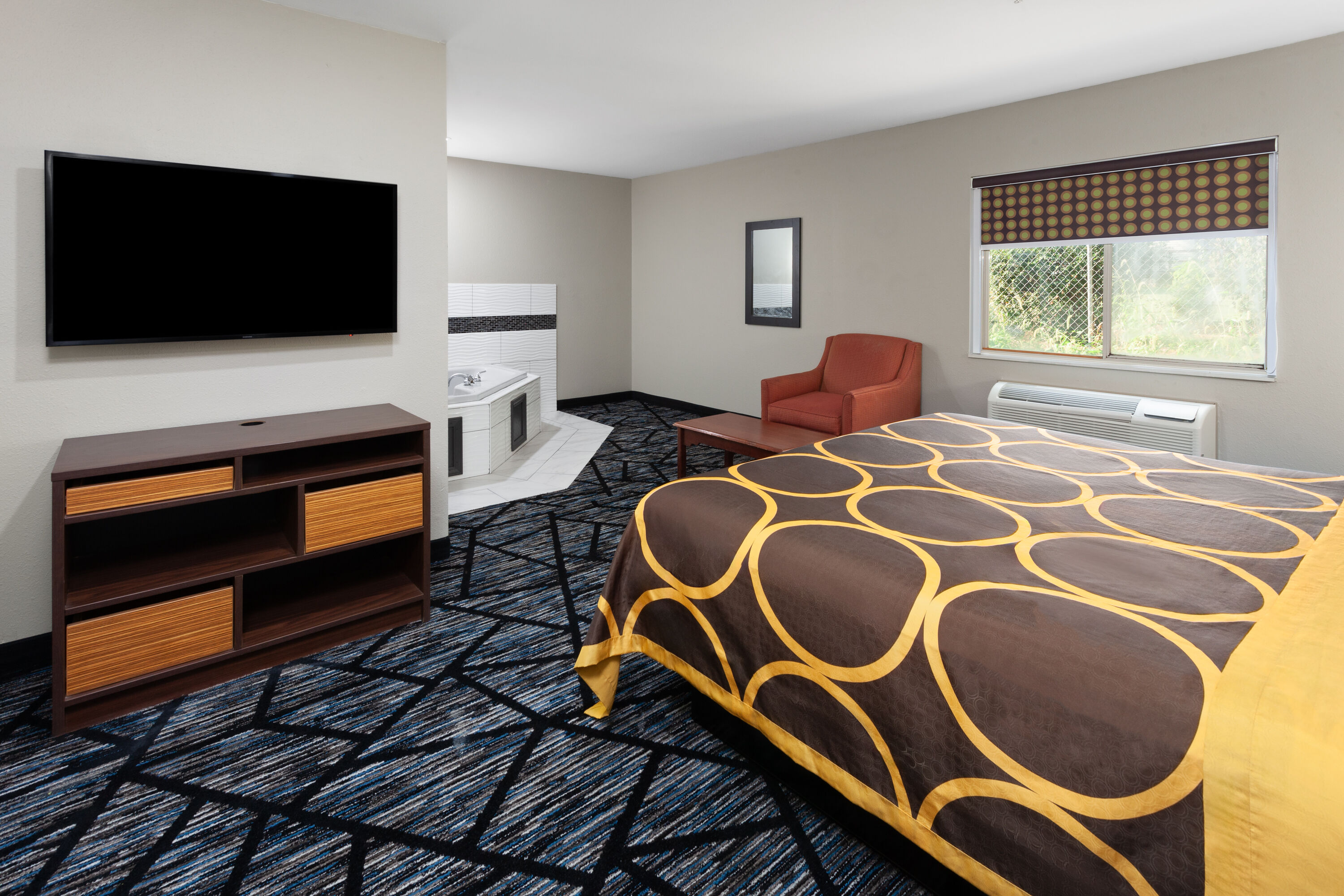 Guest room at the Super 8 by Wyndham Olney in Olney, Illinois