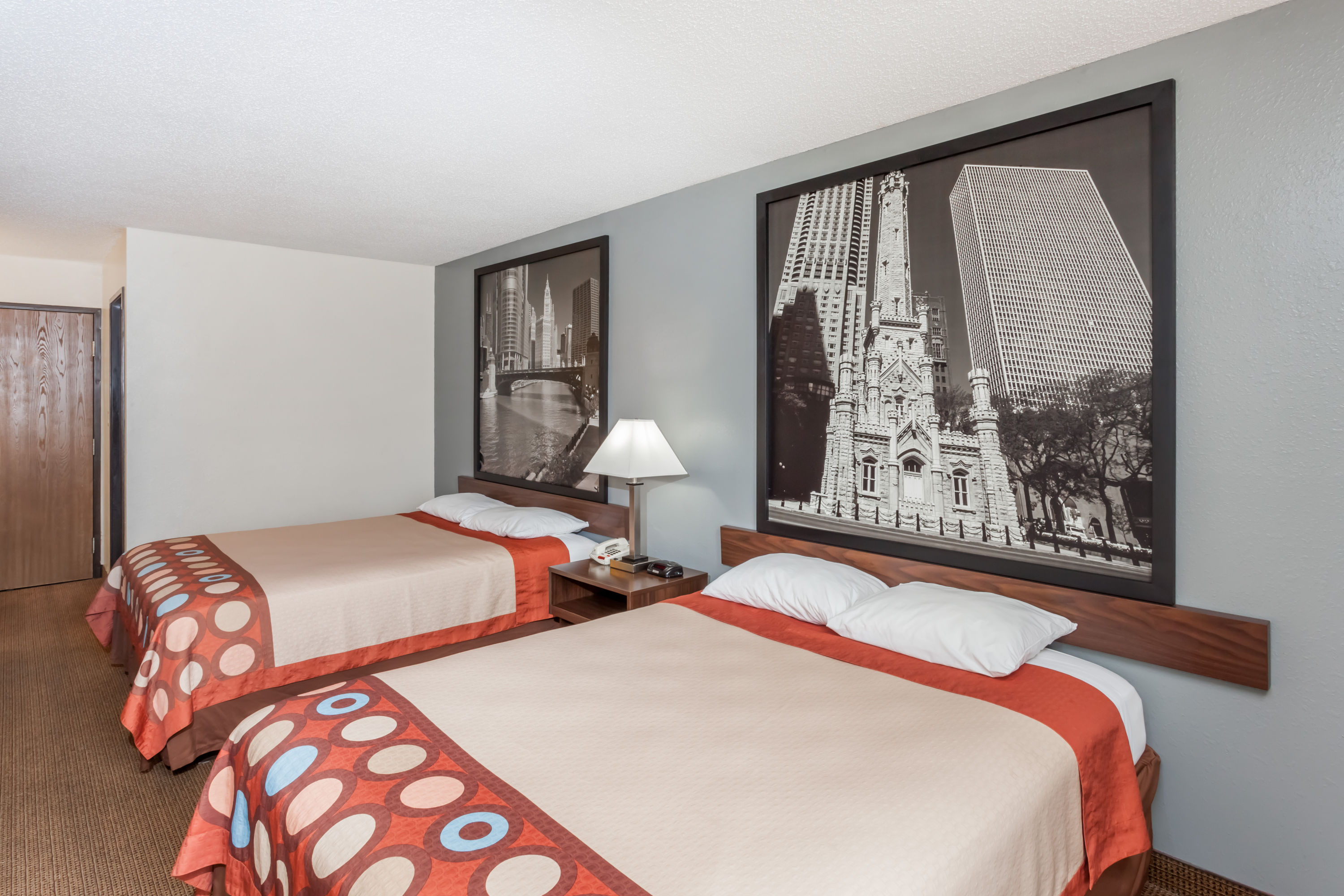 Guest room at the Super 8 by Wyndham Pekin/Peoria Area in Pekin, Illinois