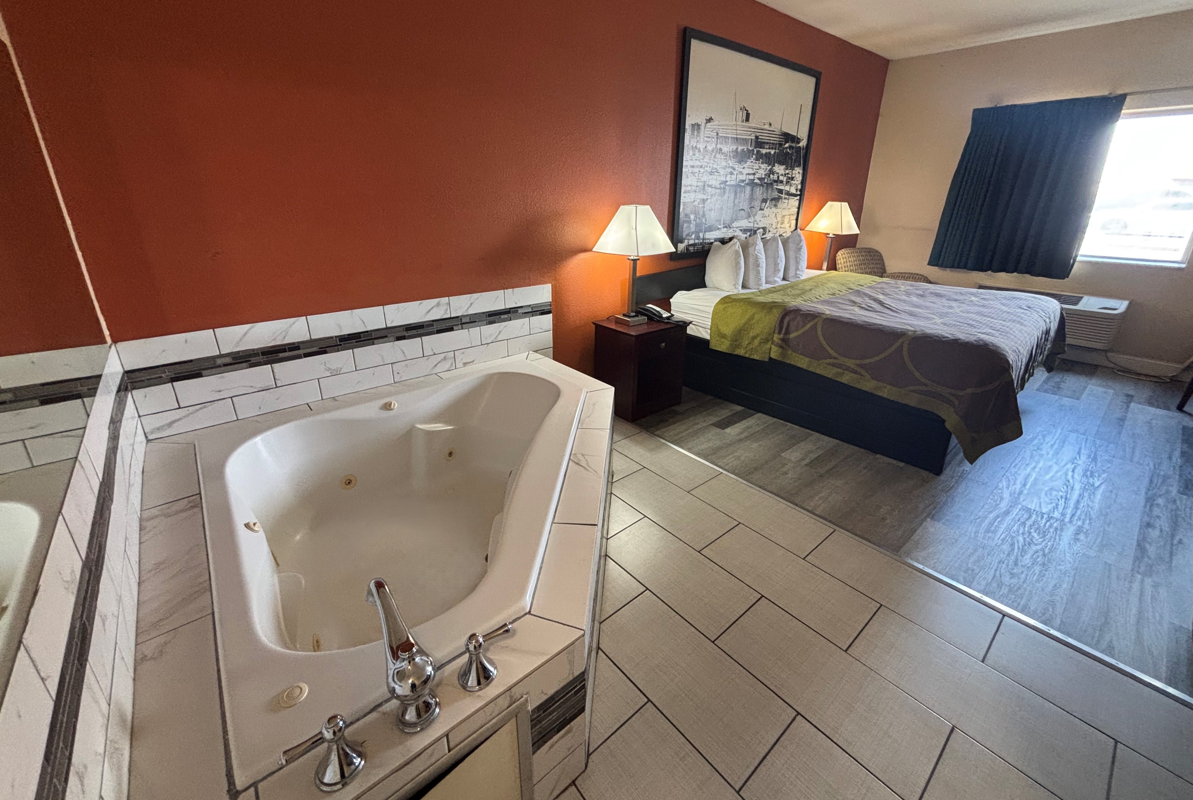 Guest room at the Super 8 by Wyndham Pontoon Beach IL/St. Louis MO Area in Pontoon Beach, Illinois