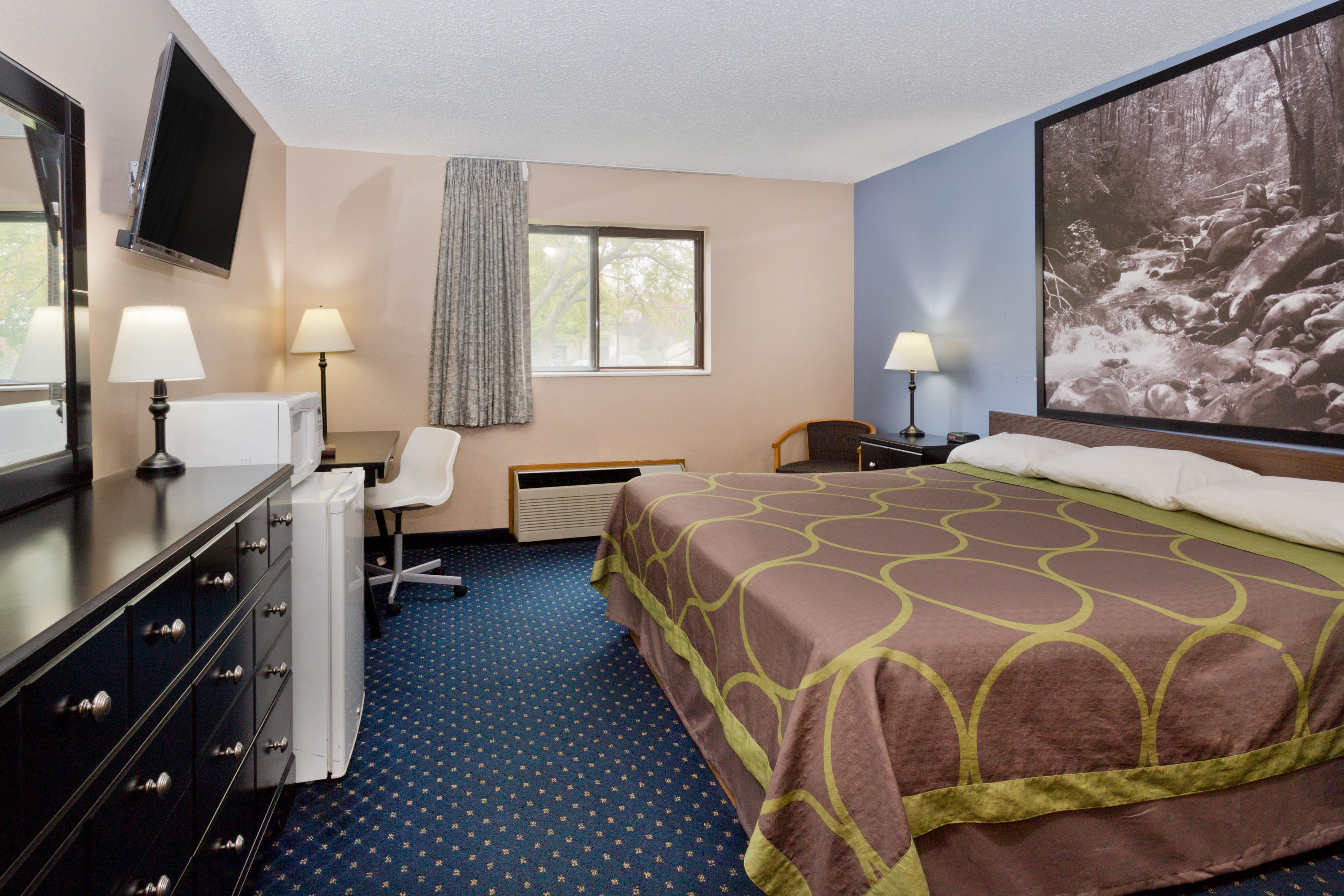 Guest room at the Super 8 by Wyndham Rockford I-90/Casino District in Rockford, Illinois