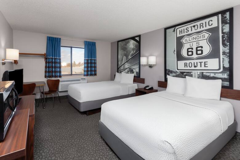 Guest room at the Super 8 Romeoville Bolingbrook in Romeoville, Illinois