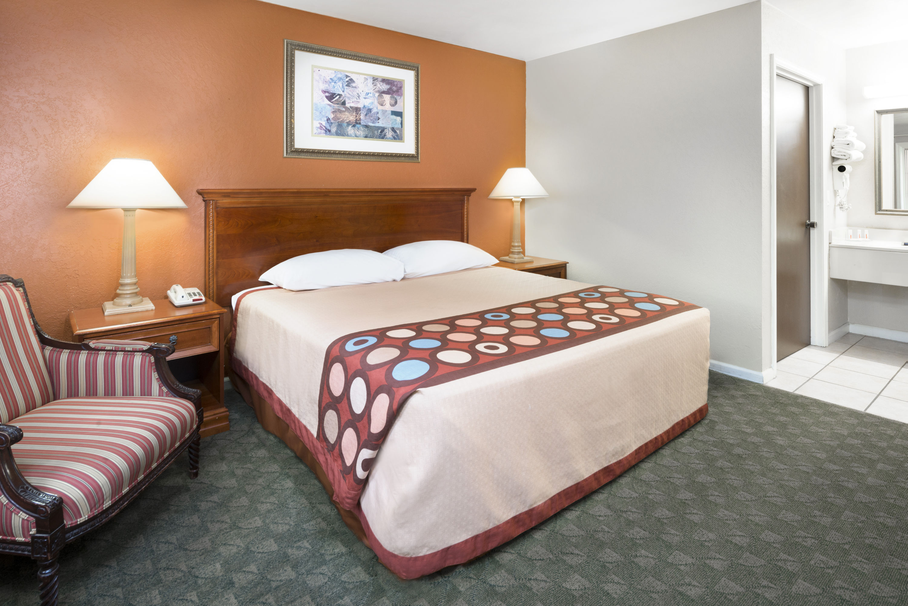 Guest room at the Super 8 by Wyndham Taylorville IL in Taylorville, Illinois