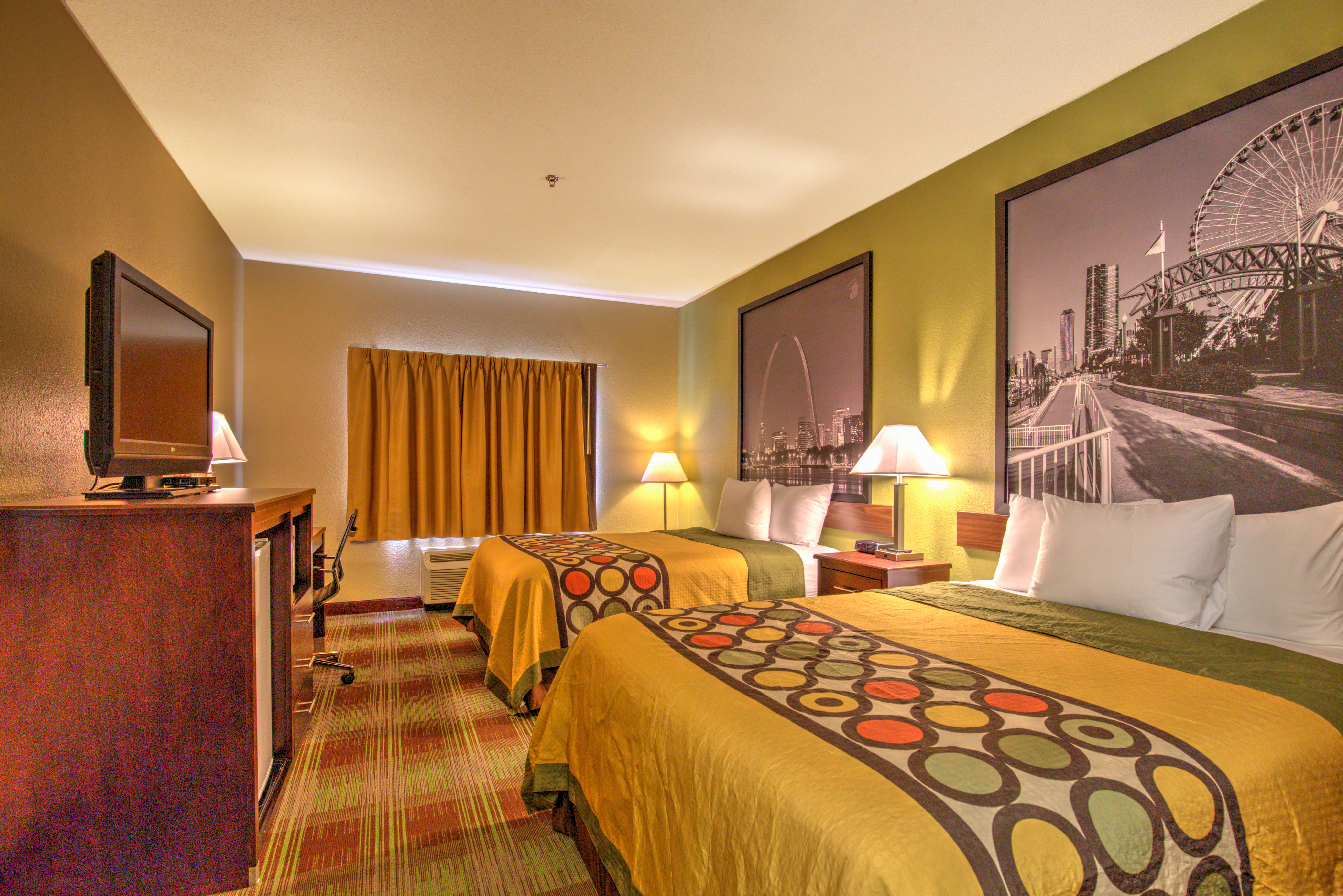 Guest room at the Super 8 by Wyndham Waterloo in Waterloo, Illinois