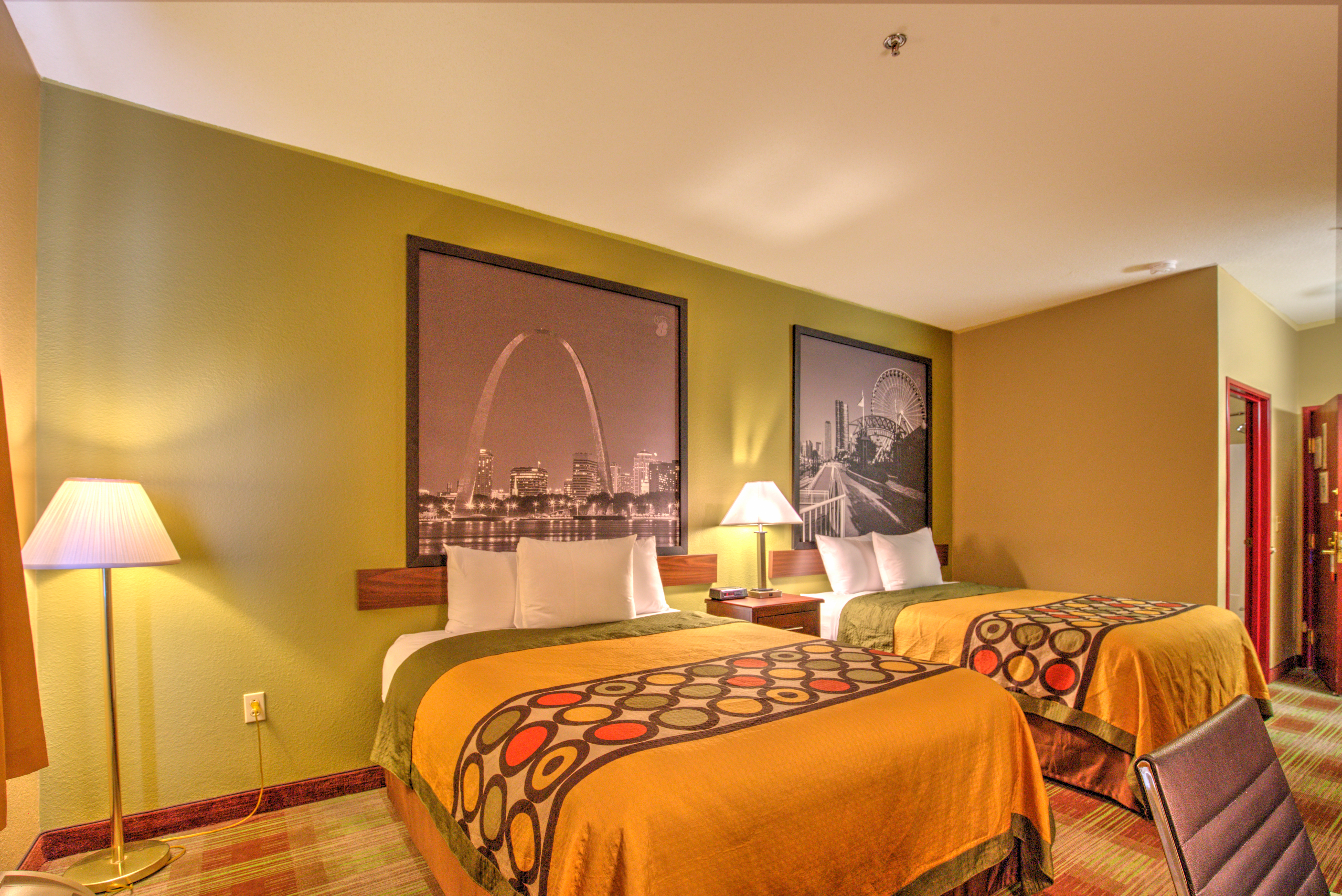 Guest room at the Super 8 by Wyndham Waterloo in Waterloo, Illinois