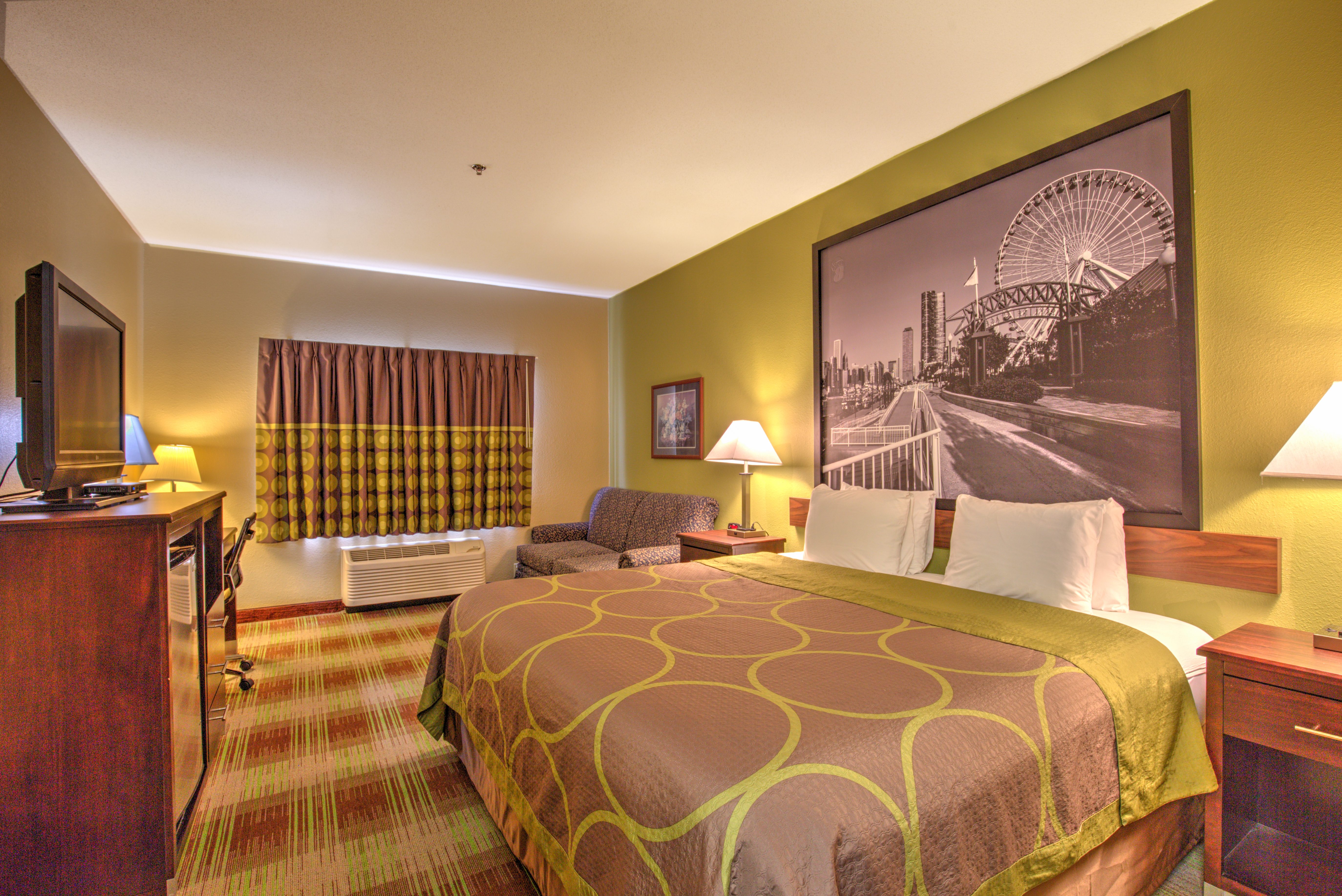 Guest room at the Super 8 by Wyndham Waterloo in Waterloo, Illinois