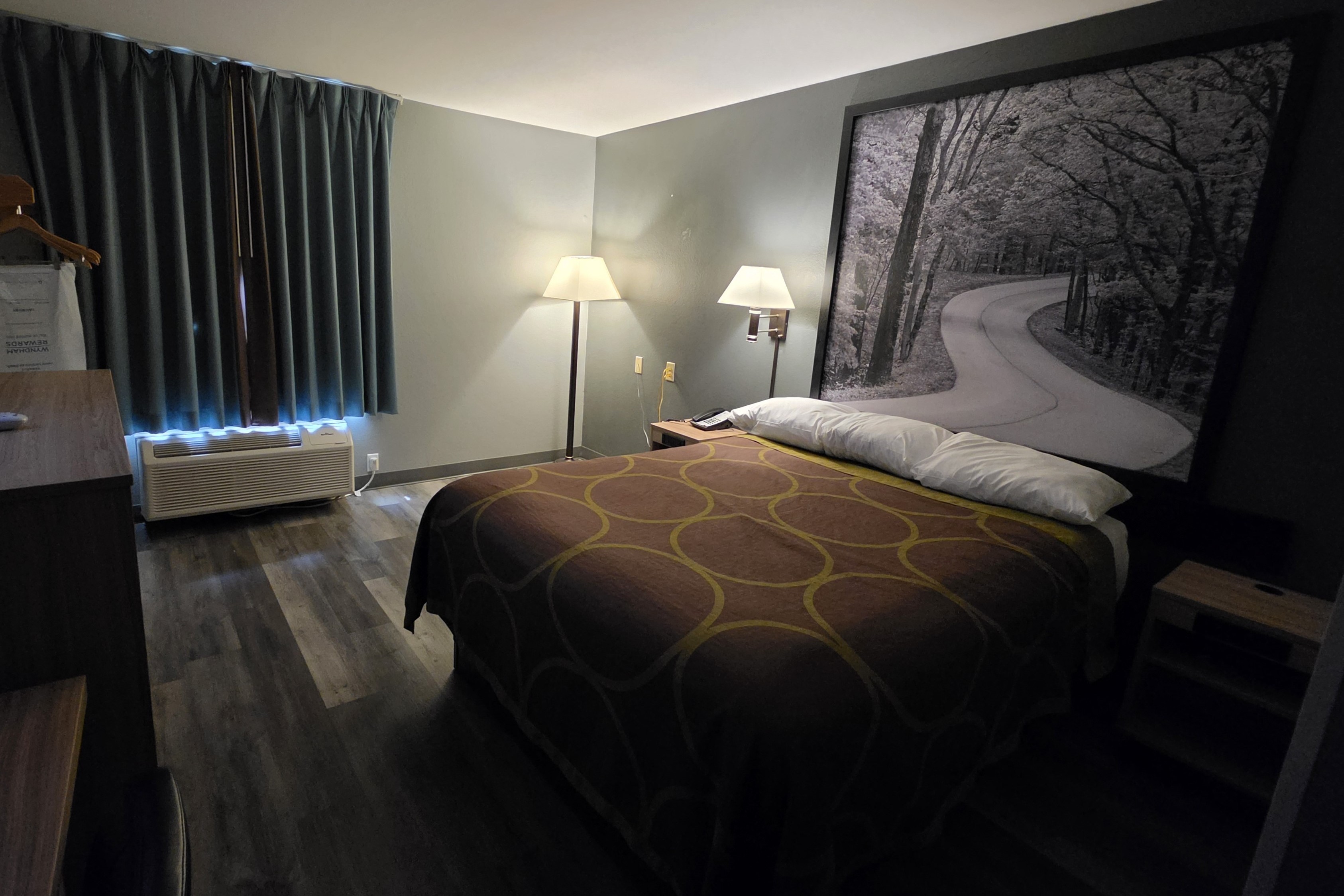 Guest room at the Super 8 by Wyndham Cloverdale IN in Cloverdale, Indiana