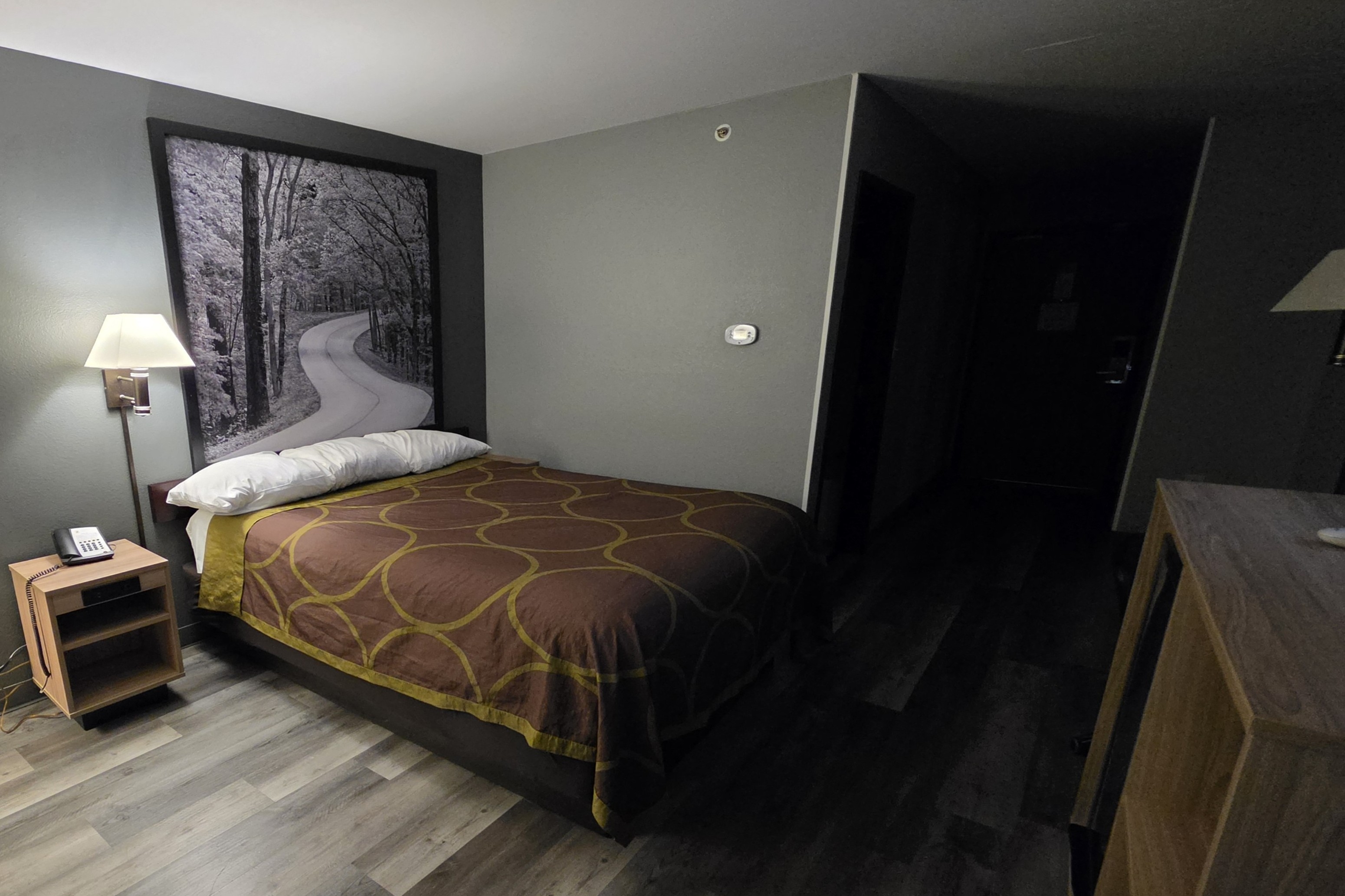 Guest room at the Super 8 by Wyndham Cloverdale IN in Cloverdale, Indiana