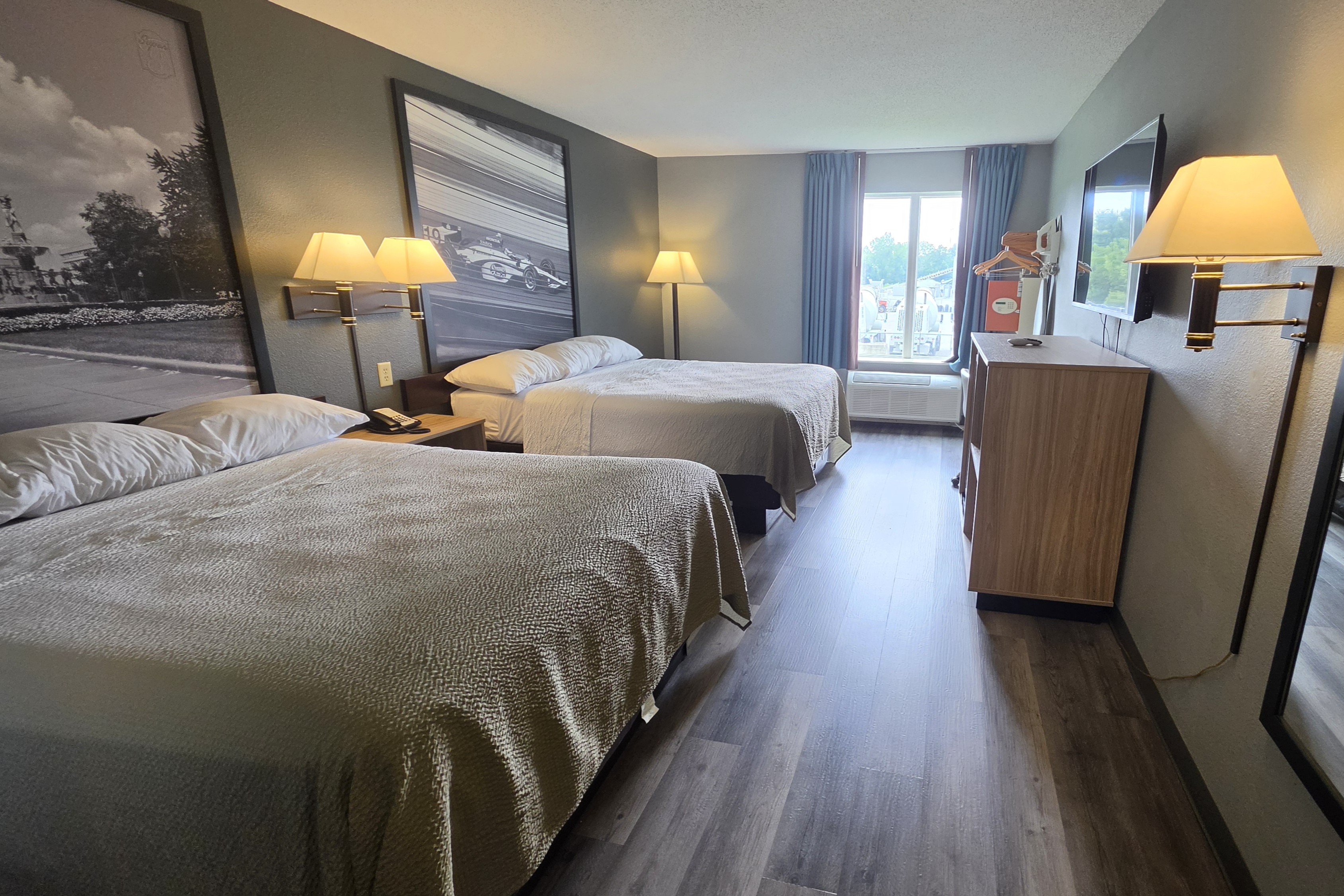 Guest room at the Super 8 by Wyndham Cloverdale IN in Cloverdale, Indiana
