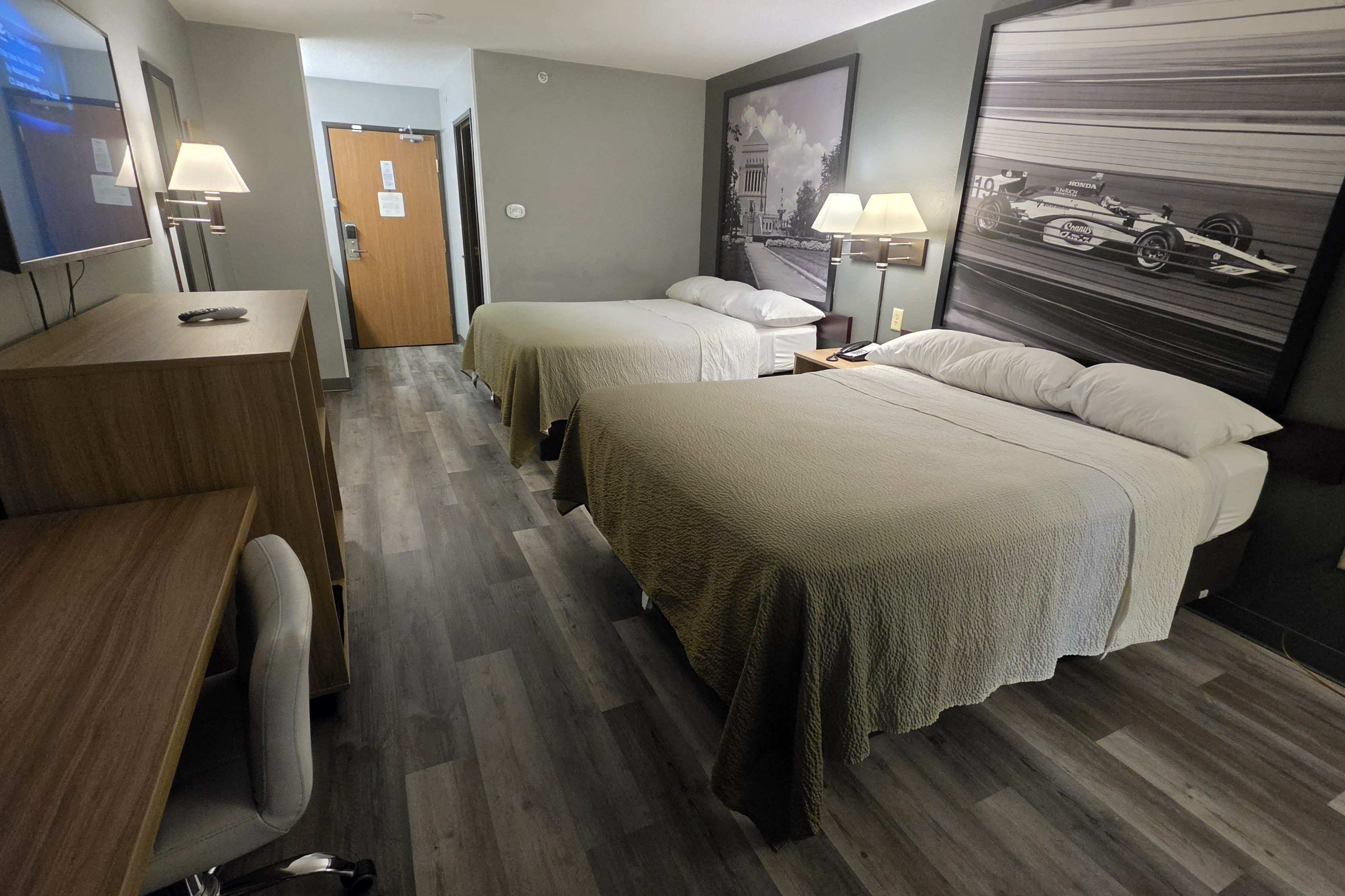 Guest room at the Super 8 by Wyndham Cloverdale IN in Cloverdale, Indiana