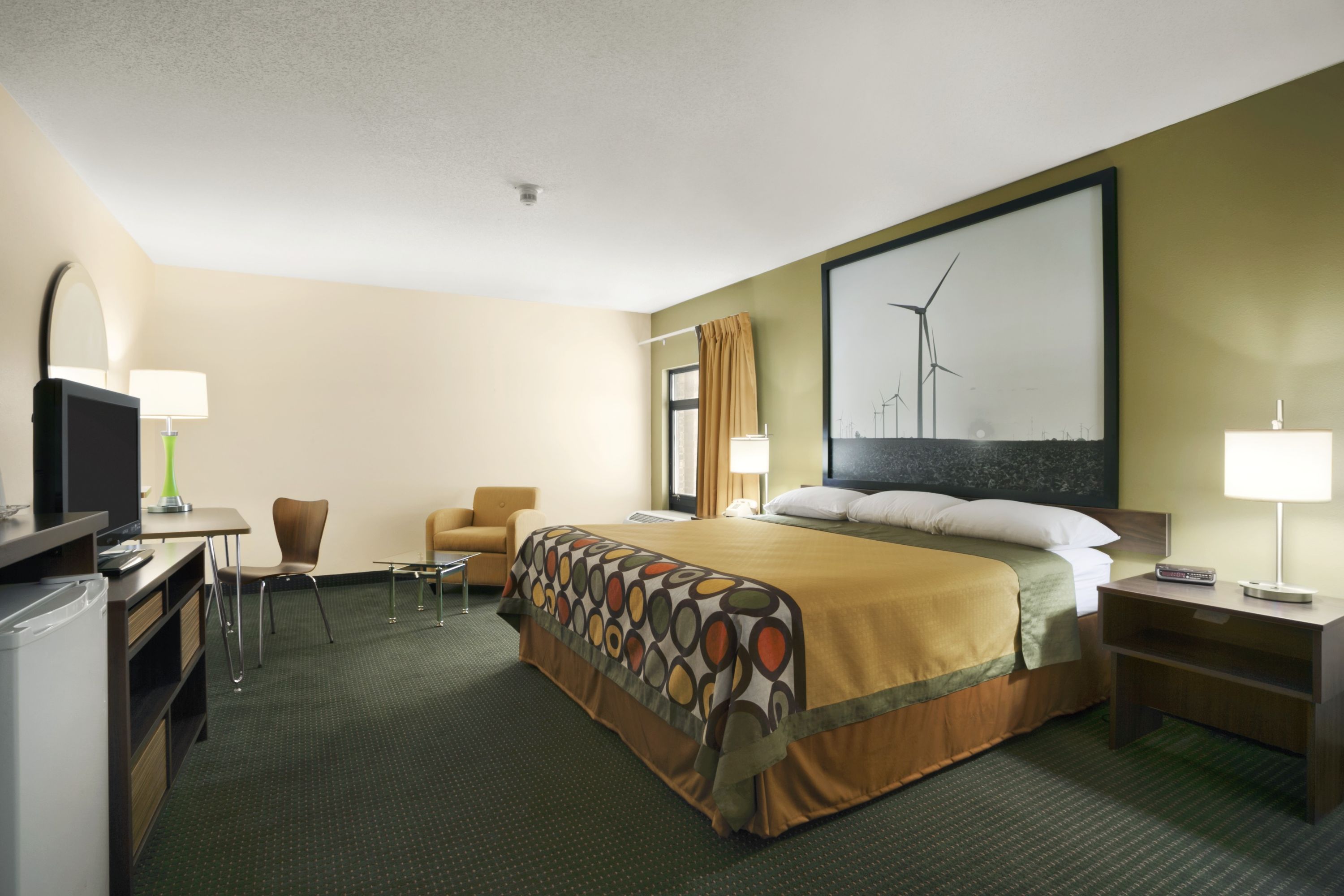Guest room at the Super 8 by Wyndham Columbia City in Columbia City, Indiana