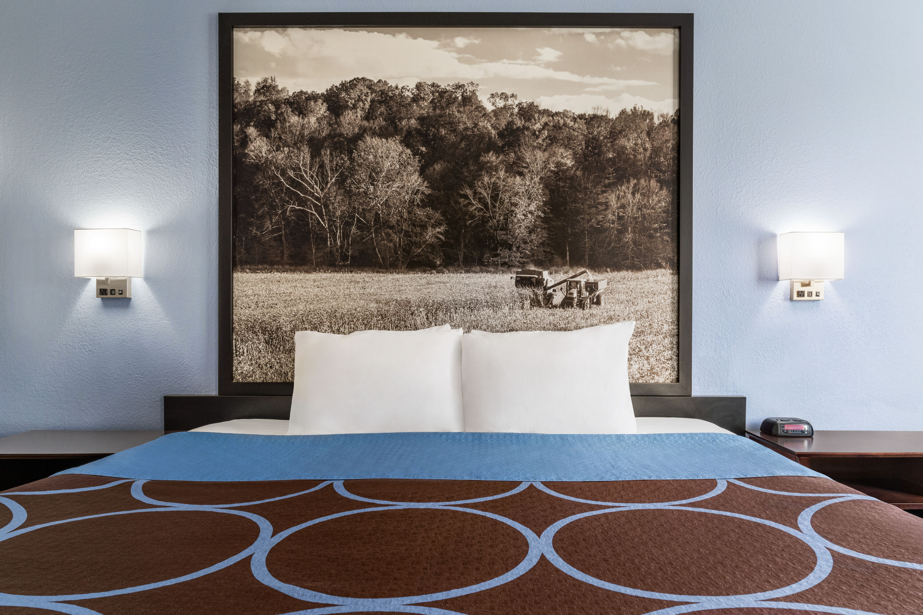 Guest room at the Super 8 by Wyndham Columbus/Edinburgh in Columbus, Indiana